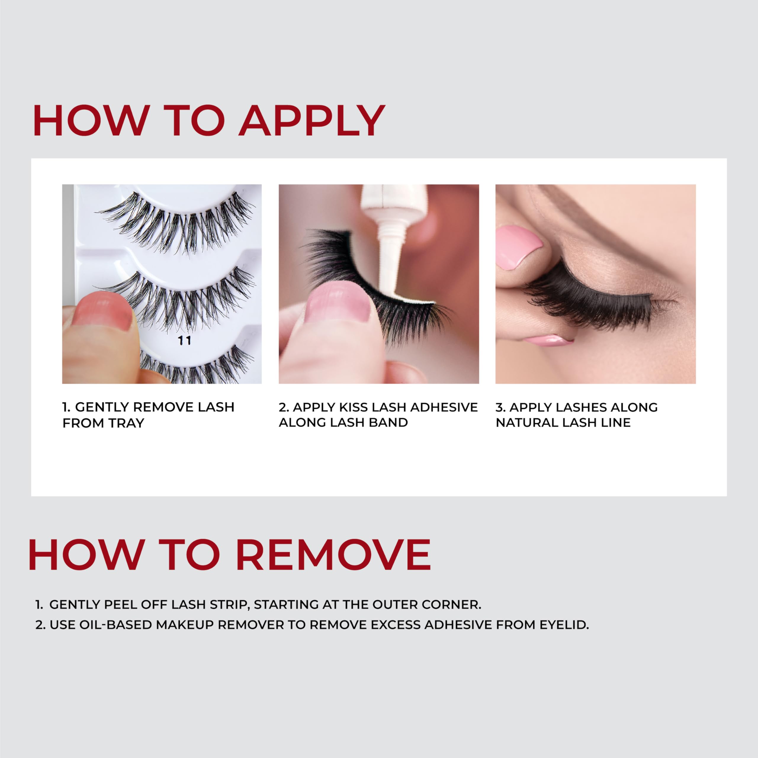 KISS cruelty-free lashes are reusable and easy to apply with adhesive.
