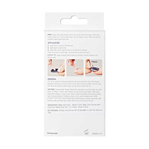 KISS Gel Fantasy ribbons pink nails—packaging and contents shown for quick reference.