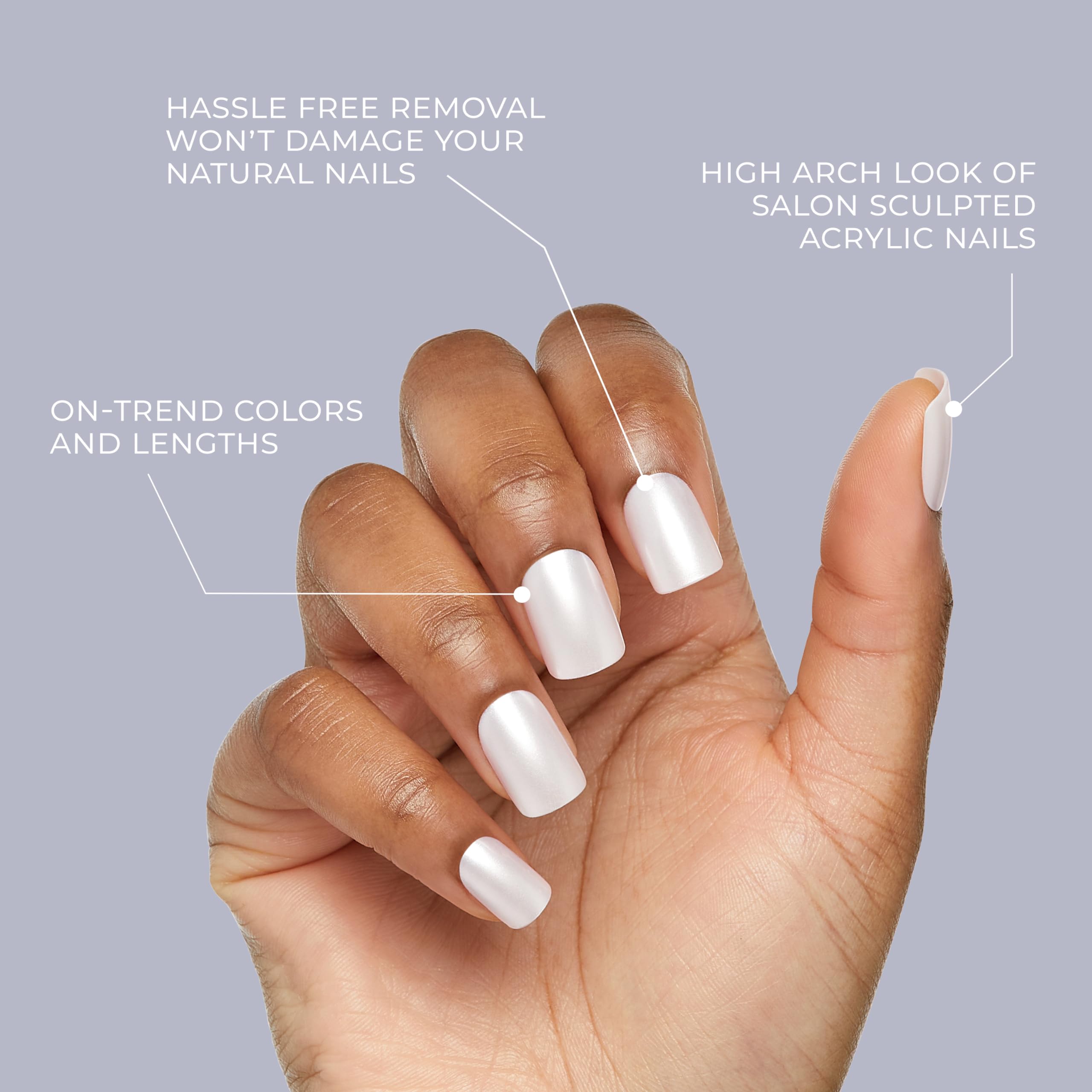 KISS Gel Fantasy uñas-cuadradas-medianas: forma cuadrada y tamaño medio para un look equilibrado