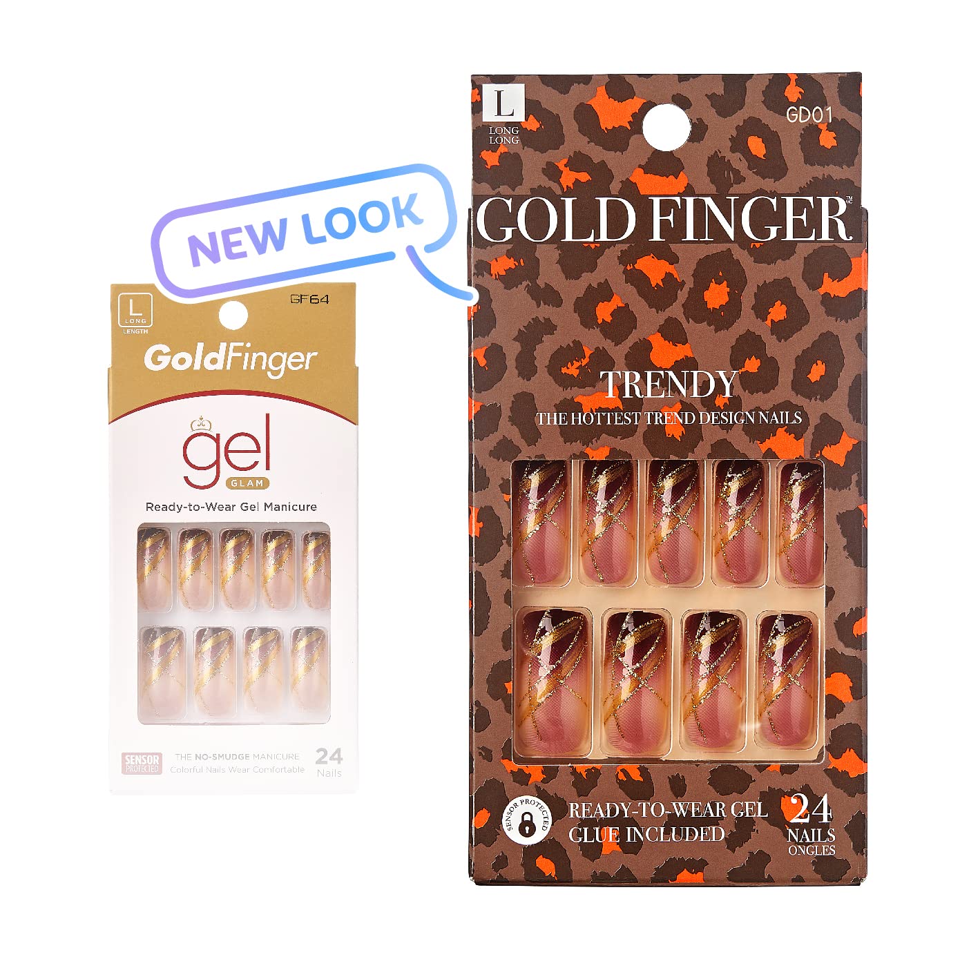KISS Goldfinger 24-design nails kit for versatile, DIY styling.