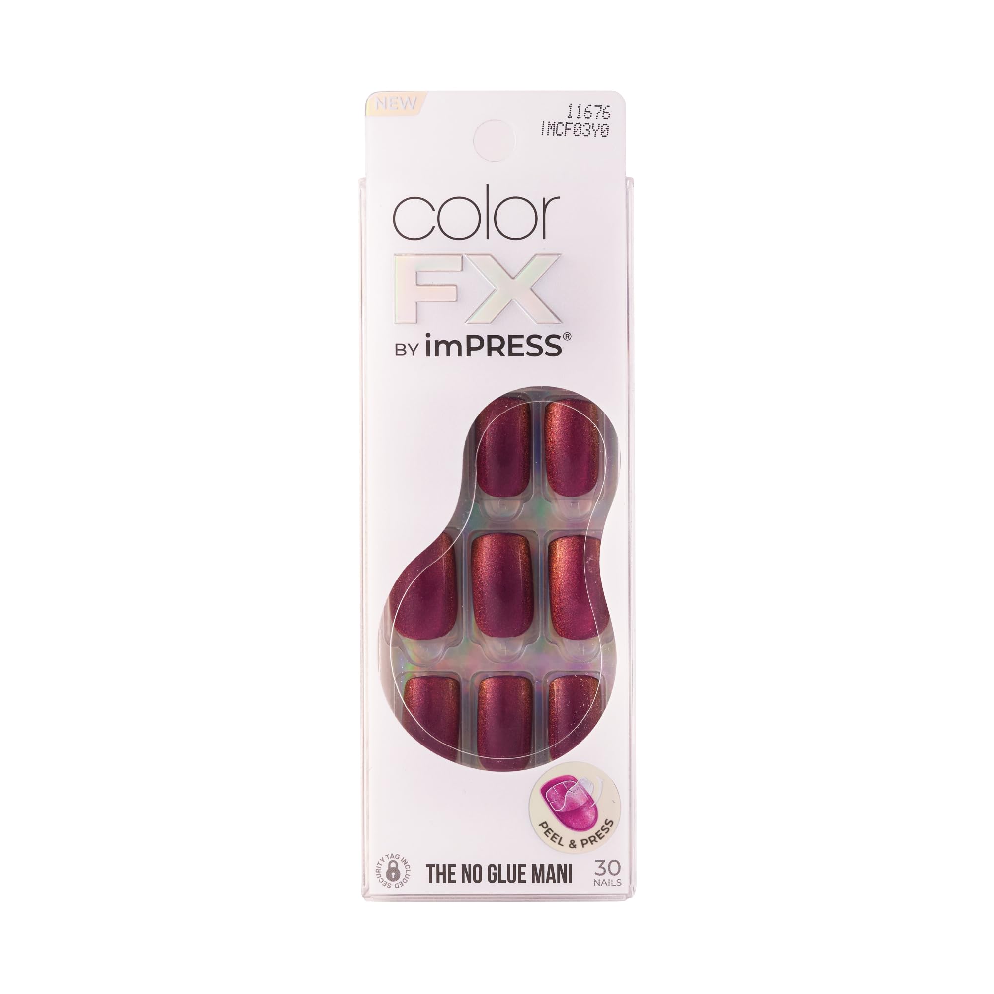 KISS Impress Color FX uñas cromadas con efecto ojo de gato para look duradero.