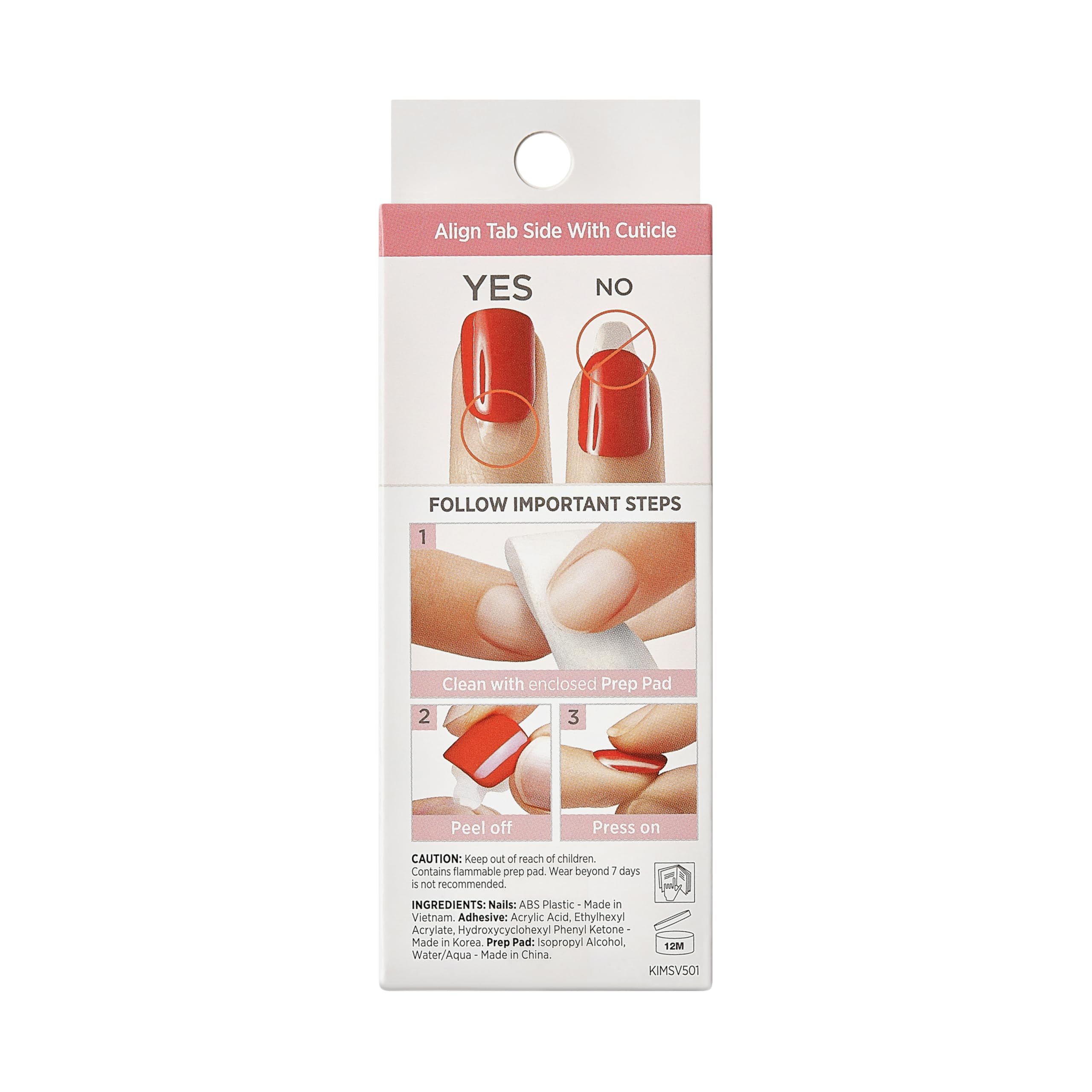 KISS ImPRESS kit completo con prep pad, lima y palillo para aplicación precisa.