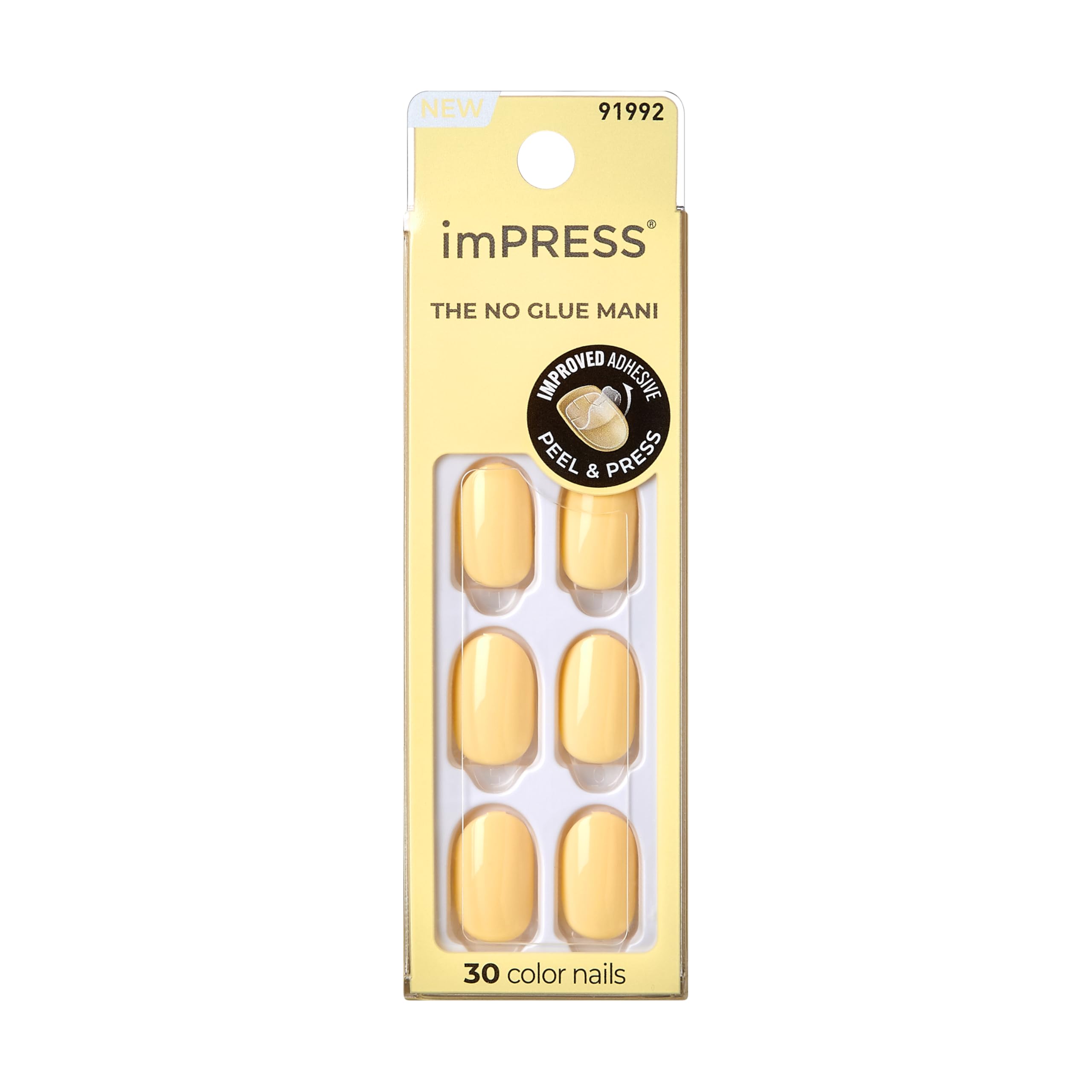 KISS imPRESS limon-zest corto, uñas amarillas para lucir en minutos