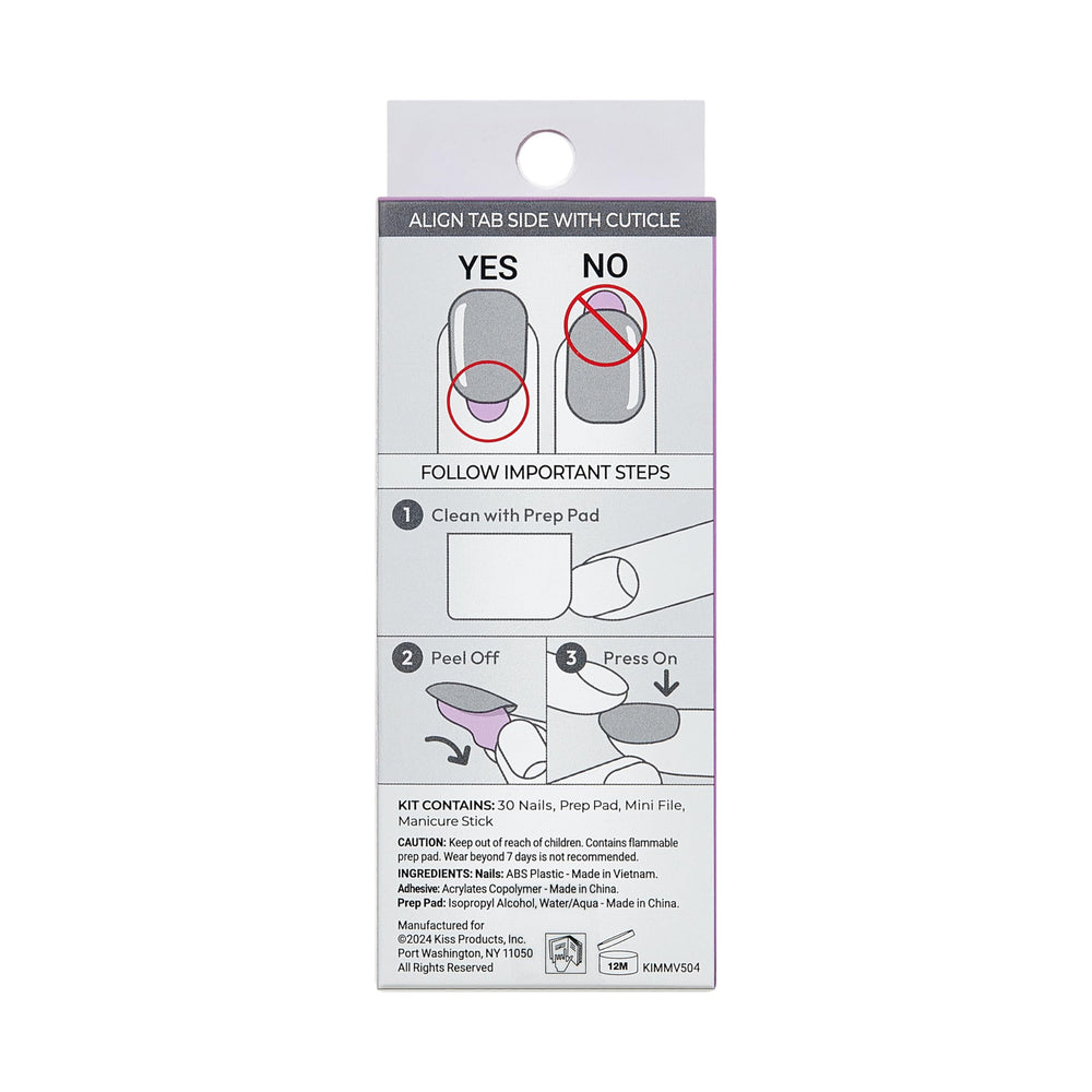 KISS imPRESS No Glue Mani, prep pad y lima para un acabado profesional.