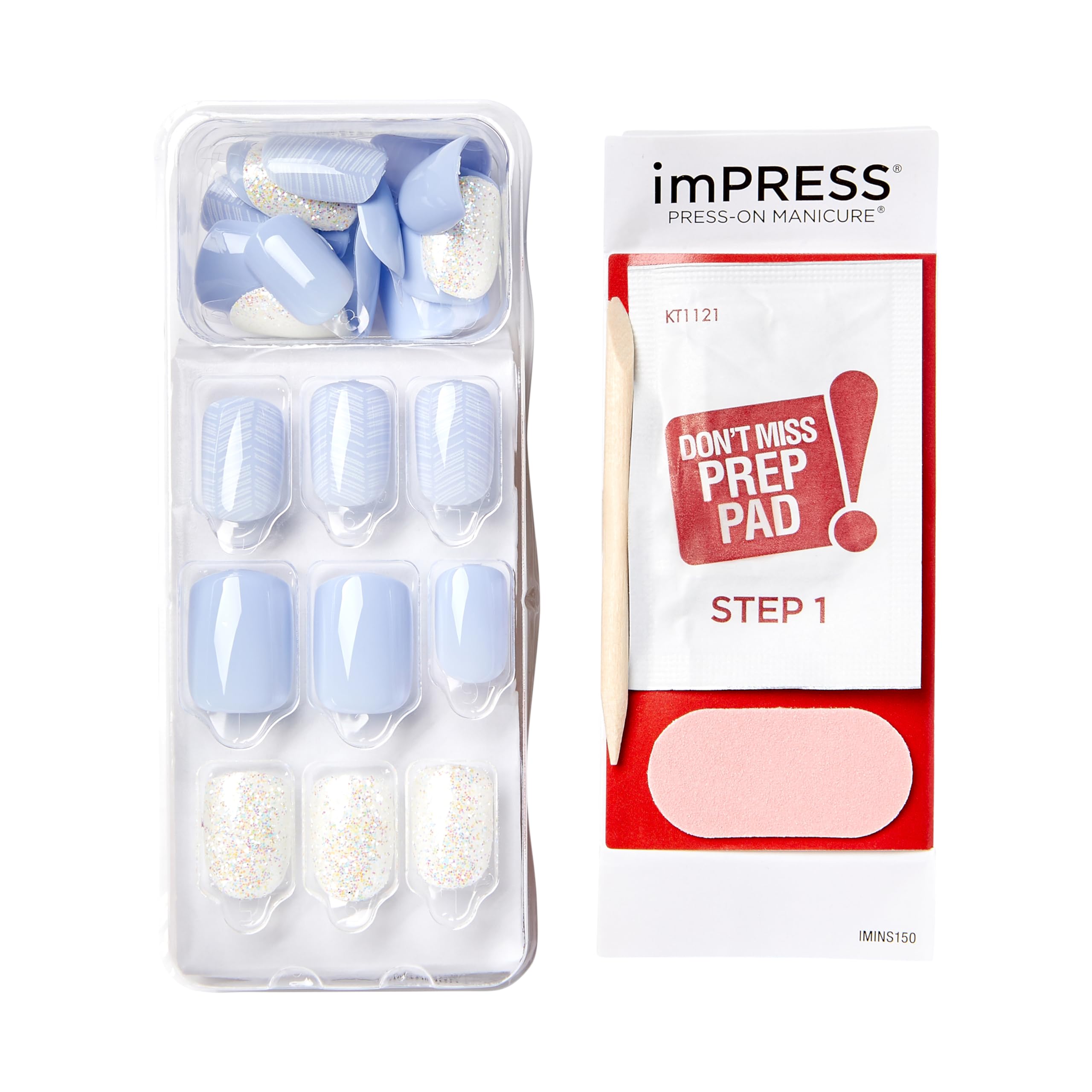 KISS ImPRESS uñas lavanda con brillo suave para un estilo elegante