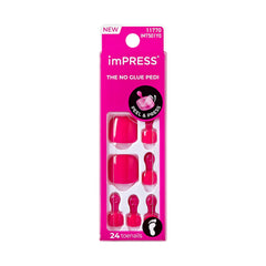 KISS imPRESS uñas para dedos de los pies en rosa intenso, para un look rápido y duradero.