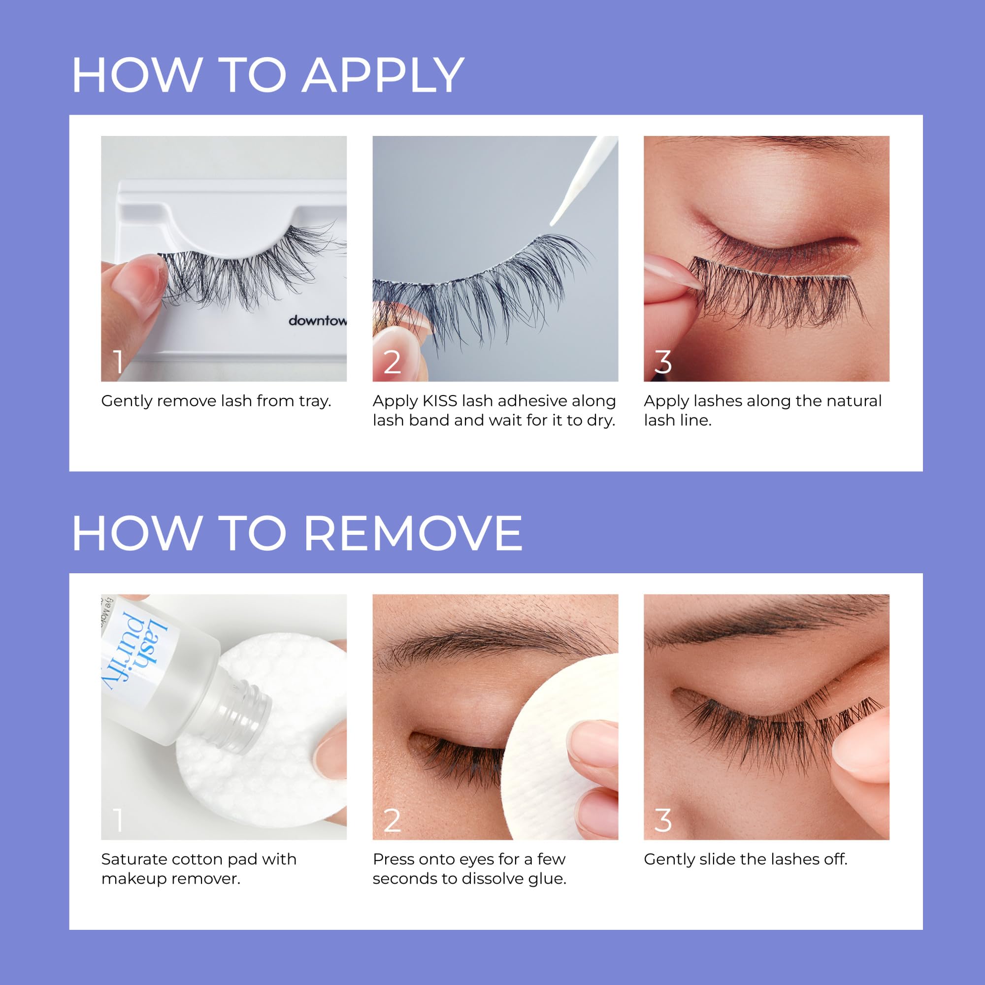KISS Lash Couture lash application with brush-tip glue for strip lashes.