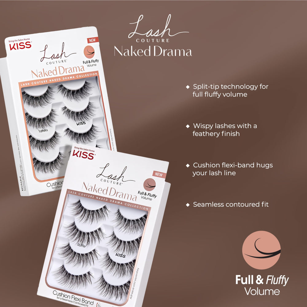KISS Naked Drama 16mm lashes offer luxurious look with light-weight feel.