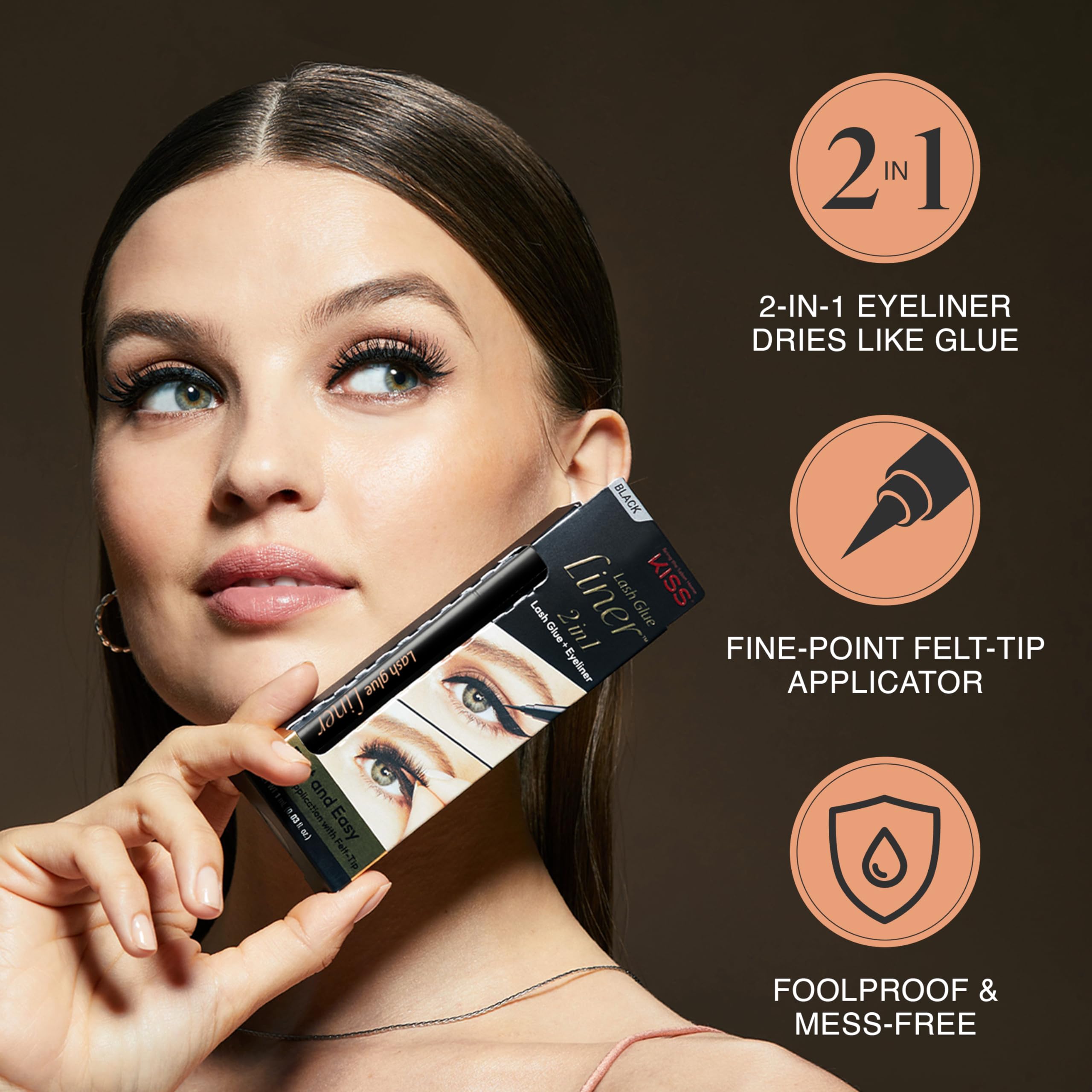 KISS Lash GLUEliner on eyelid ready to hold your favorite lashes.