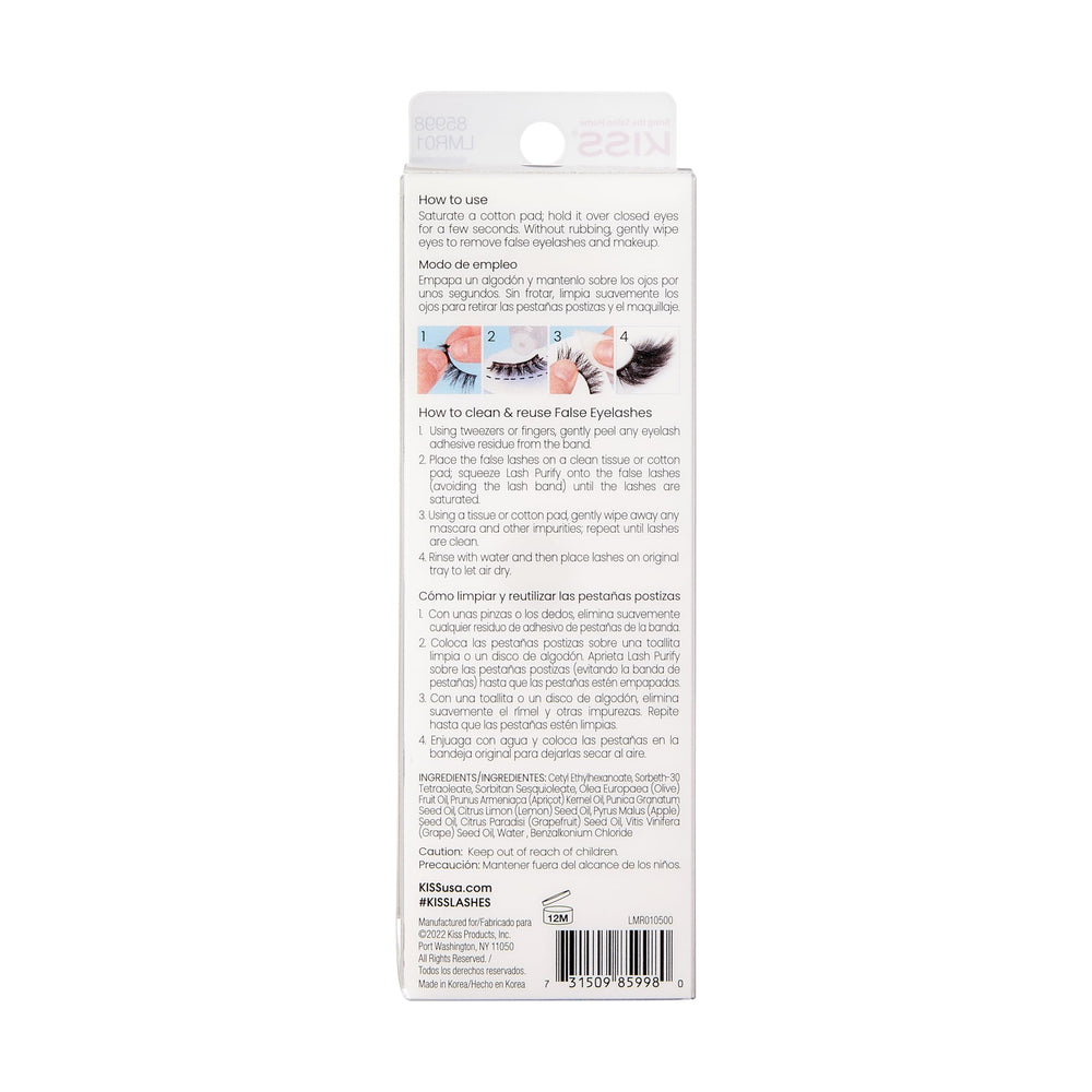 KISS Lash Purify, aplicación suave para desmaquillar sin frotar.