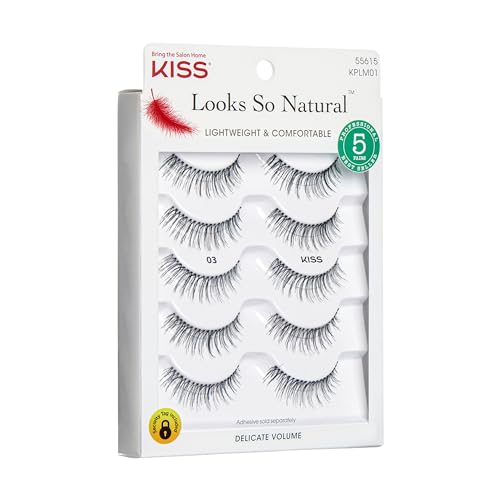 KISS Looks So Natural 03 10mm lashes provide delicate length with seamless blend.