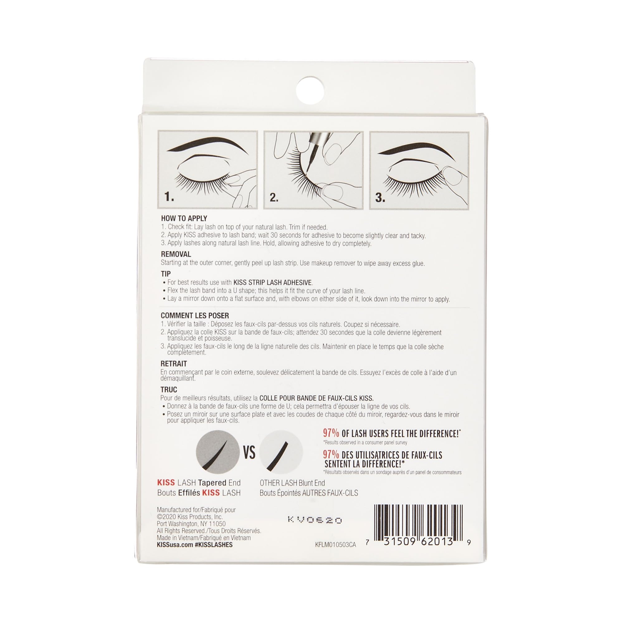 KISS Looks So Natural Shy 12mm lashes set for versatile looks and care.