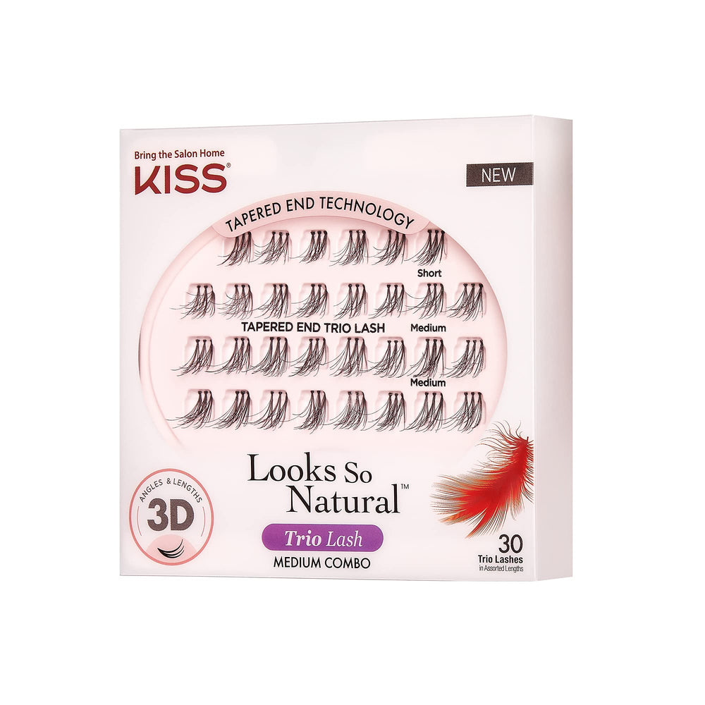 Short-length trio lashes from KISS Looks So Natural Trio Lashes for subtle daytime looks.
