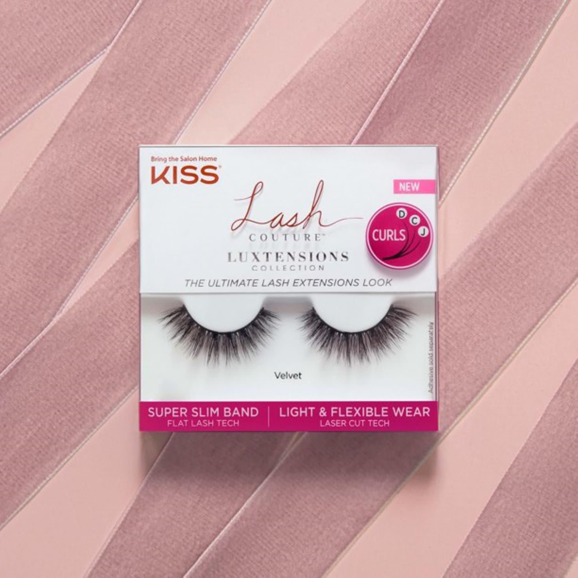 KISS LuXtensions soft curl mix D-C-J creates natural lash shape.