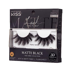 KISS Matte Black 3D volume lash close-up shows plush curl and dimension.
