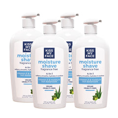 Kiss My Face Moisture Shave Cream bottle with pump for easy, moisturizing application.