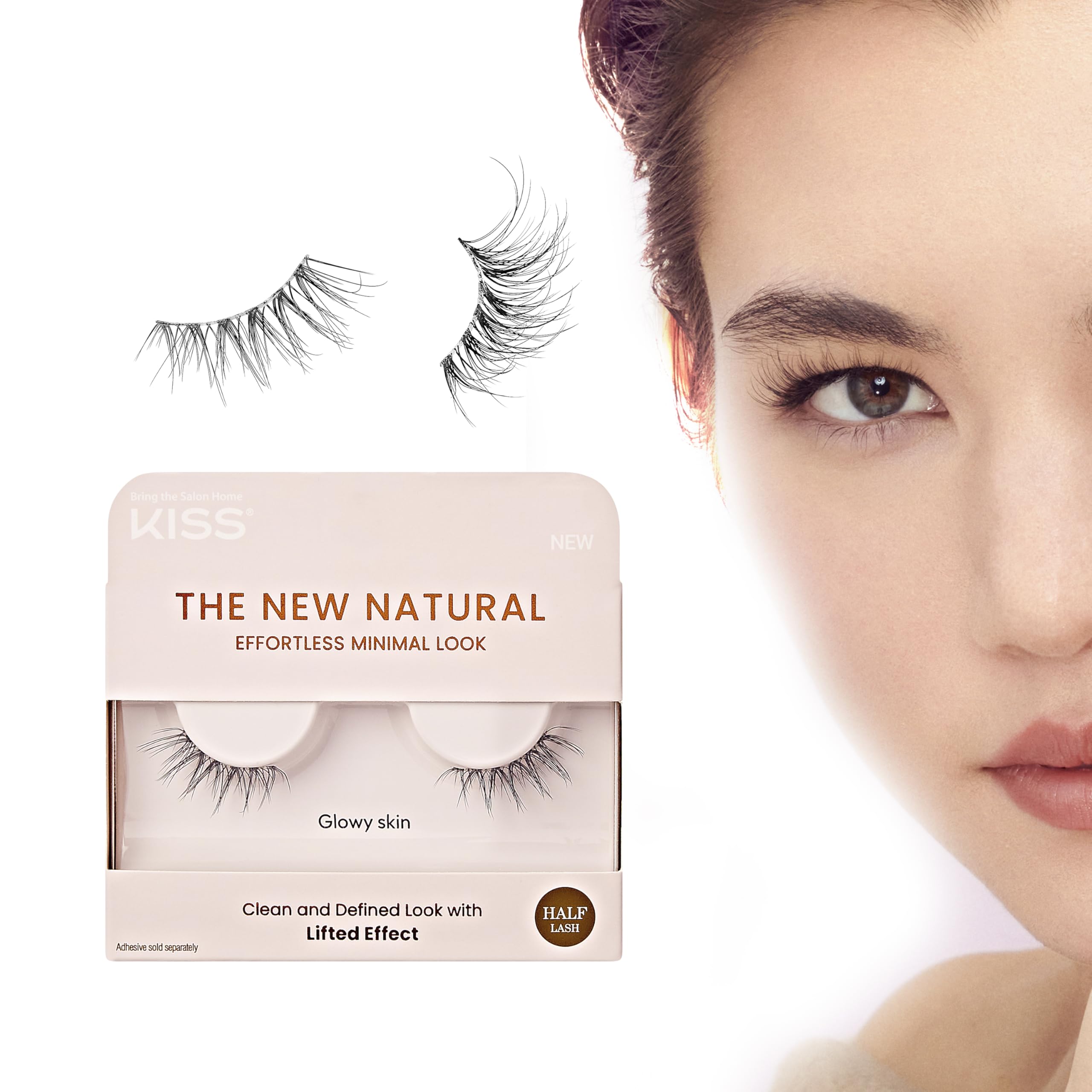 KISS The New Natural lashes closeup show subtle daily volume.