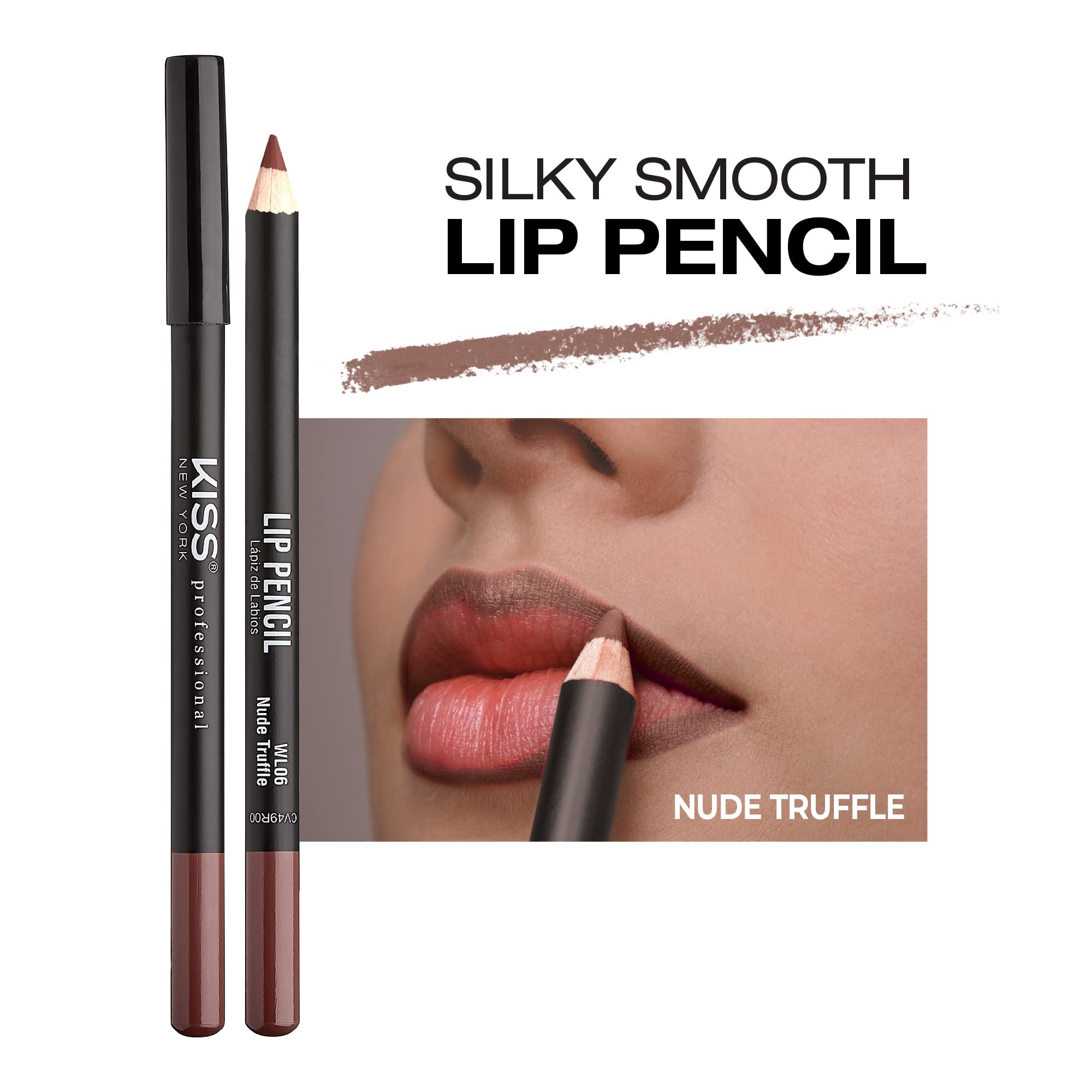KISS NEW YORK lapiz-labial nude-truffle tono suave para un look natural