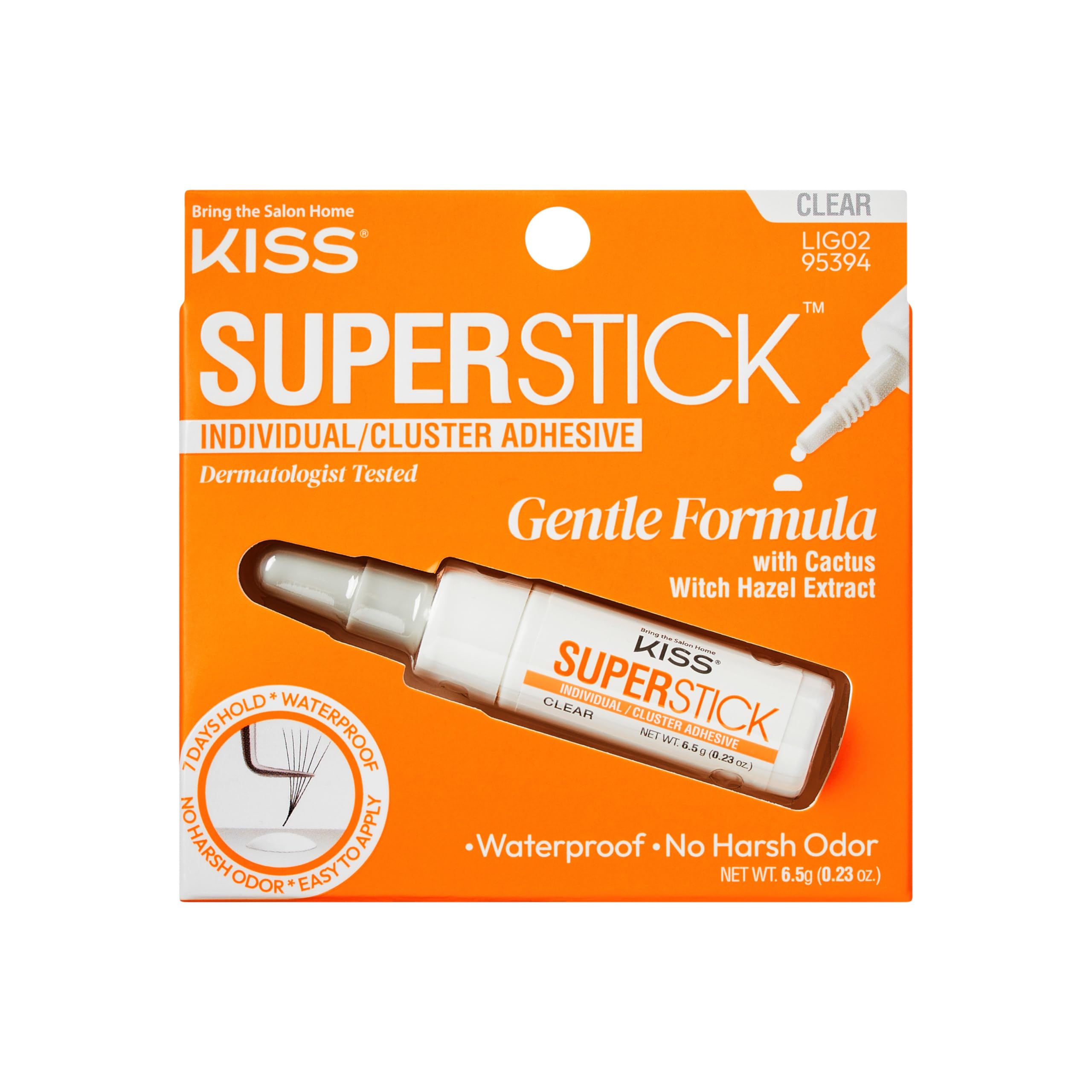 KISS SuperStick cluster adhesive nozzle tip enables precise lash placement.
