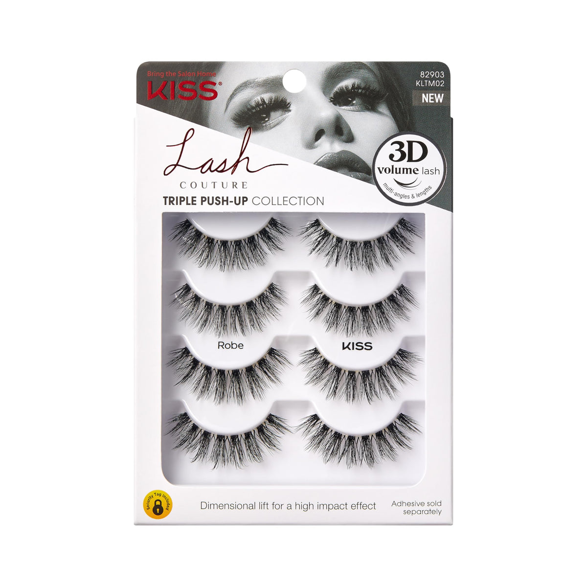 Kiss Triple Push-Up 12mm lash strip showcases dramatic lift with light feel