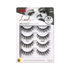 Kiss Triple Push-Up 12mm lash strip showcases dramatic lift with light feel
