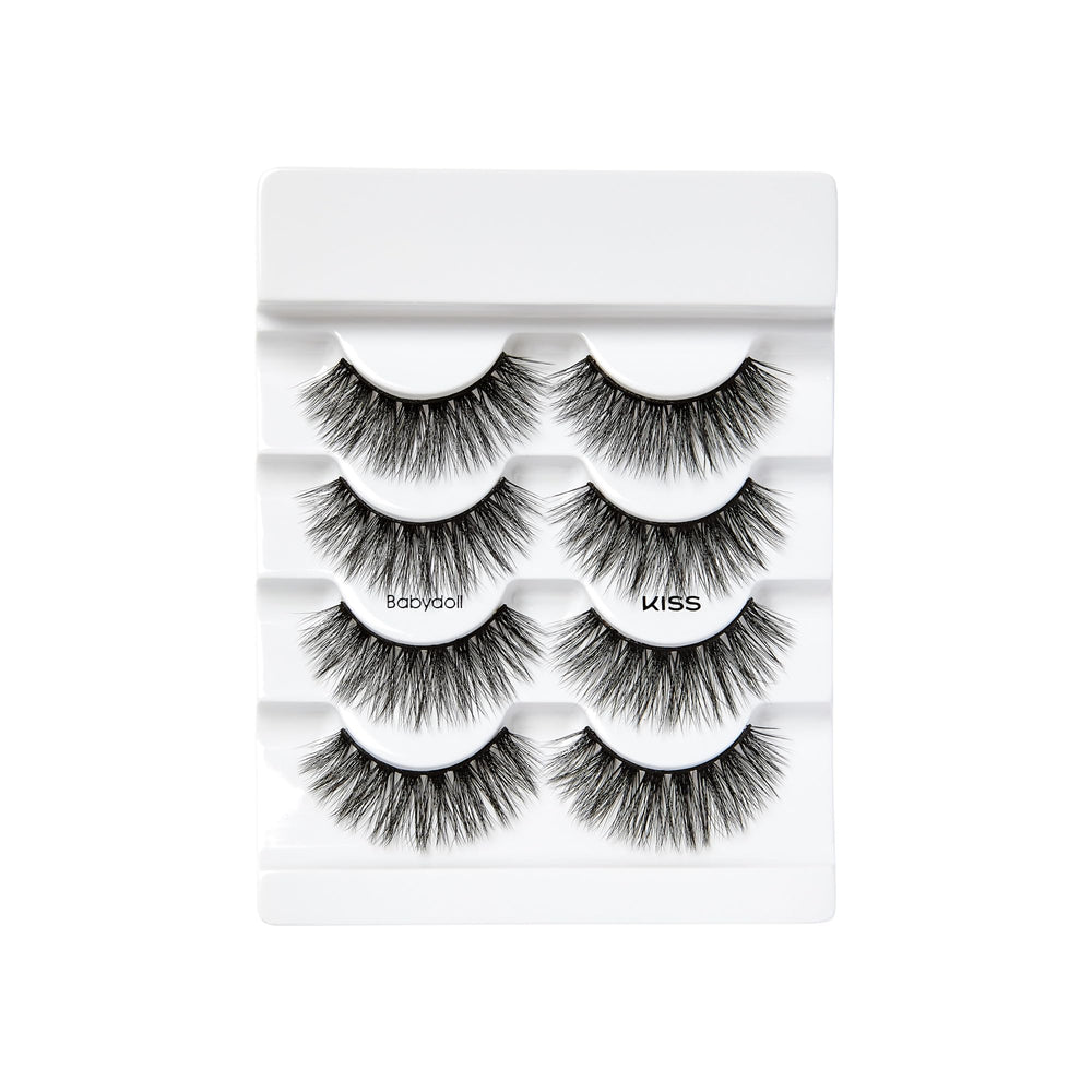 KISS Babydoll reusable lashes shown on a clean tray.