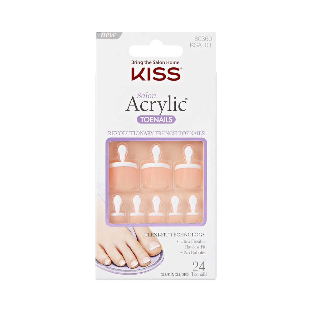 KISS uñas de pie acrilicas blancas cortas para uso diario