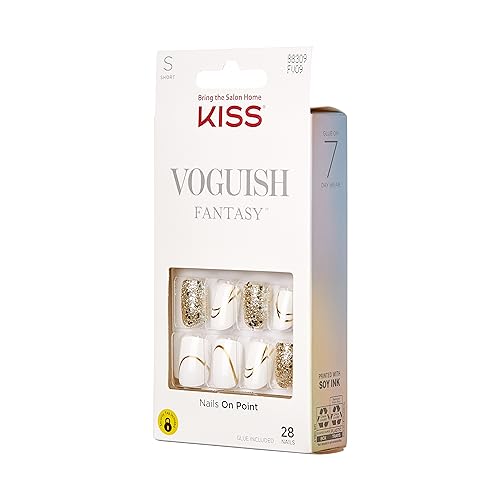 KISS Voguish Fantasy estilo squoval, uñas postizas con forma suave