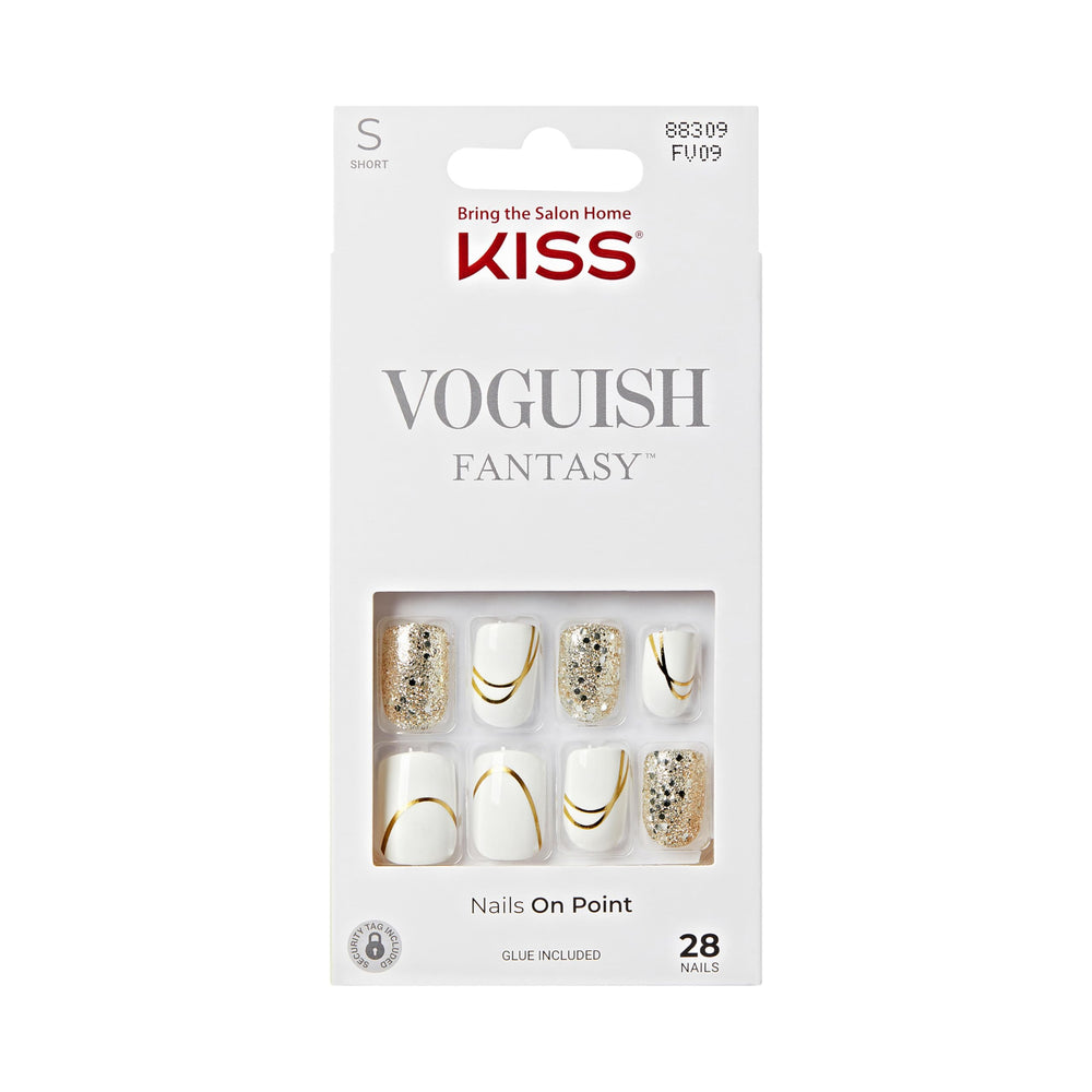 KISS Voguish Fantasy uñas postizas glam blanco, para un look glam en minutos