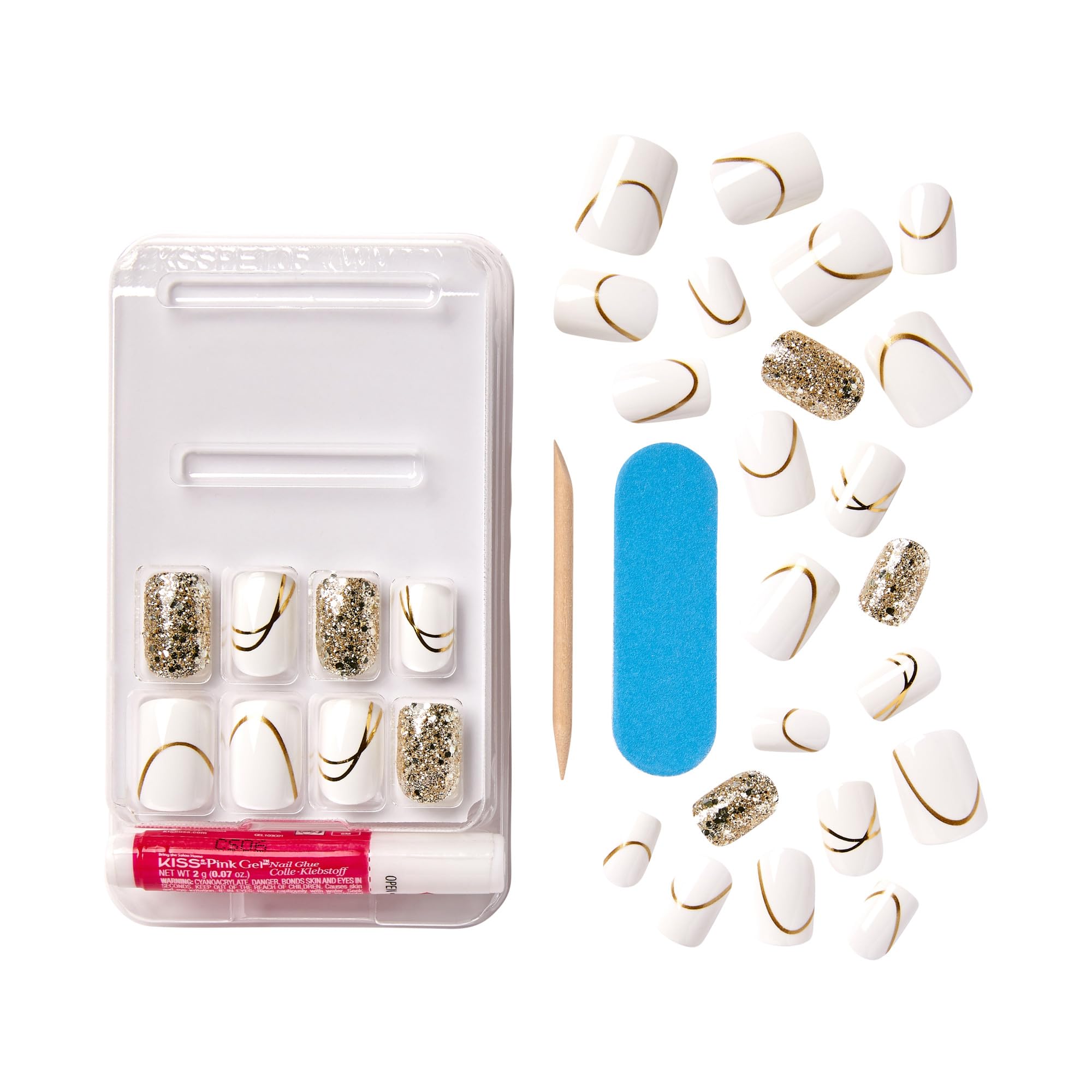 KISS Voguish Fantasy juego de 28 uñas, variedad para combinar estilo