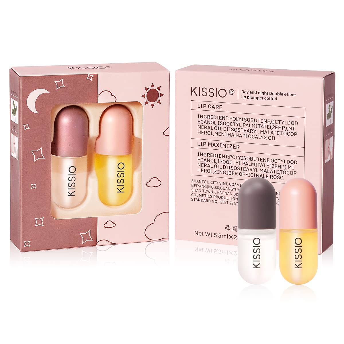 KISSIO conjunto potenciador de volumen para labios, envase de 5.5 ml.
