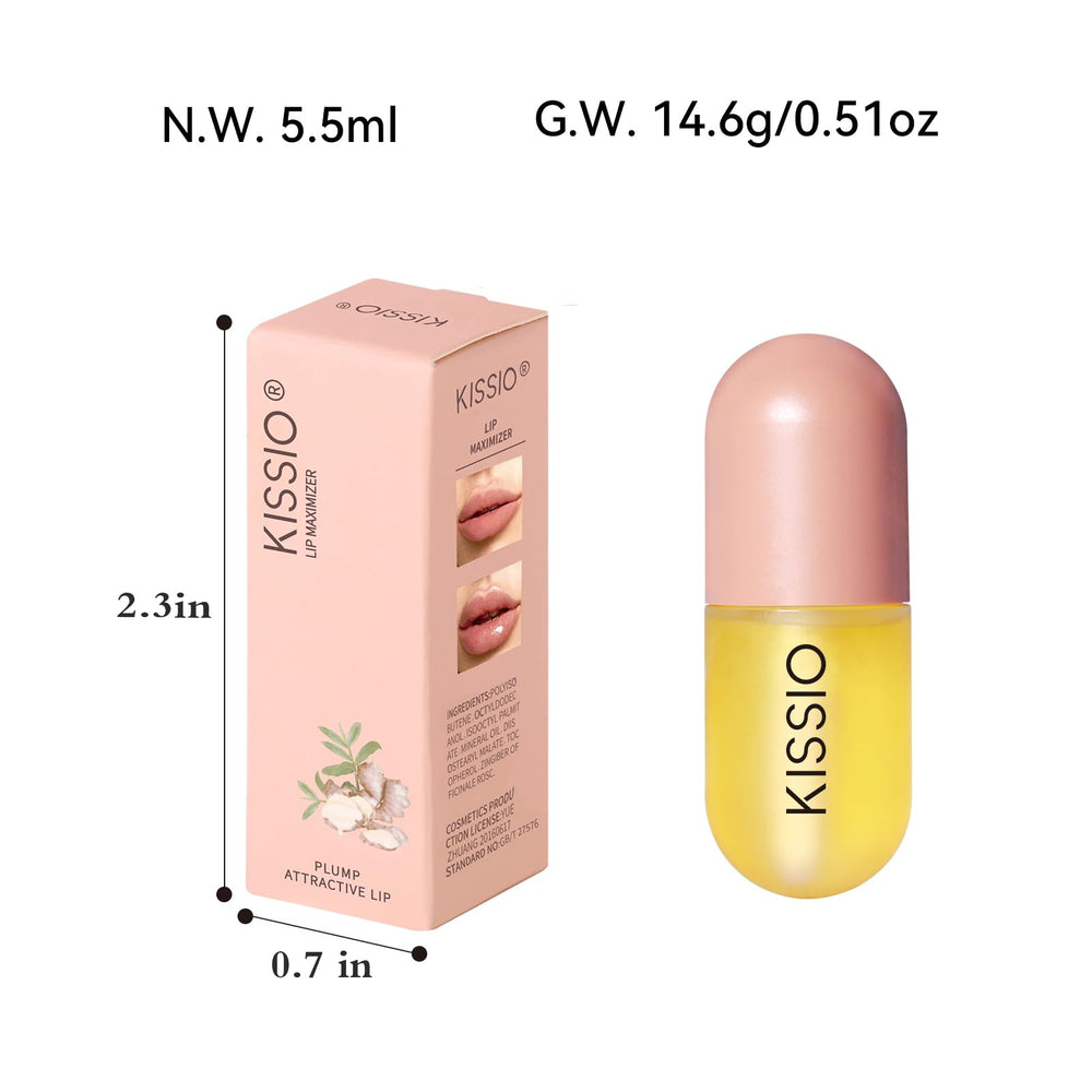 Voluminizador de labios KISSIO, brillo natural para un look más pleno.