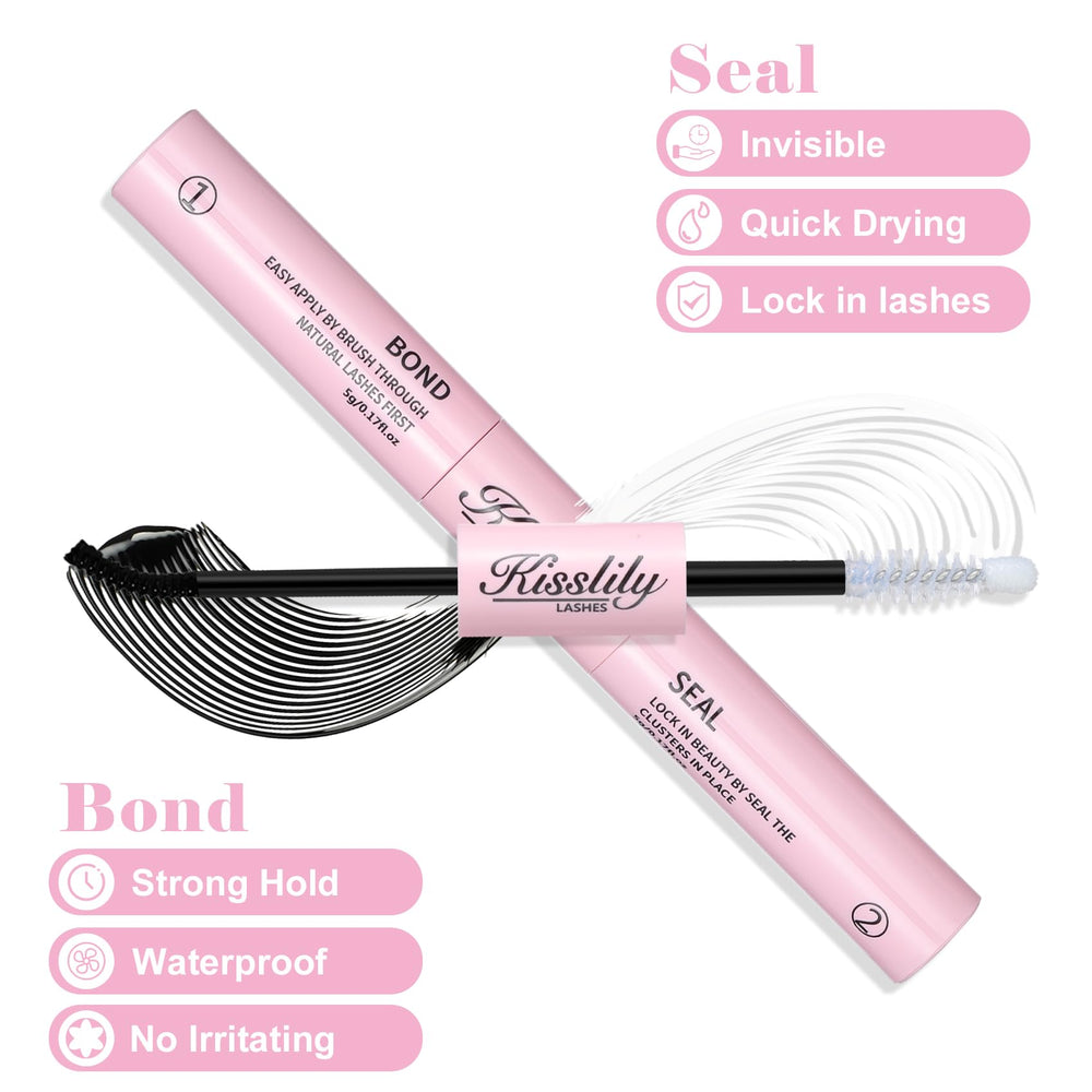 Kisslily Lash Bond and Seal 2-in-1 image highlights dual hold.