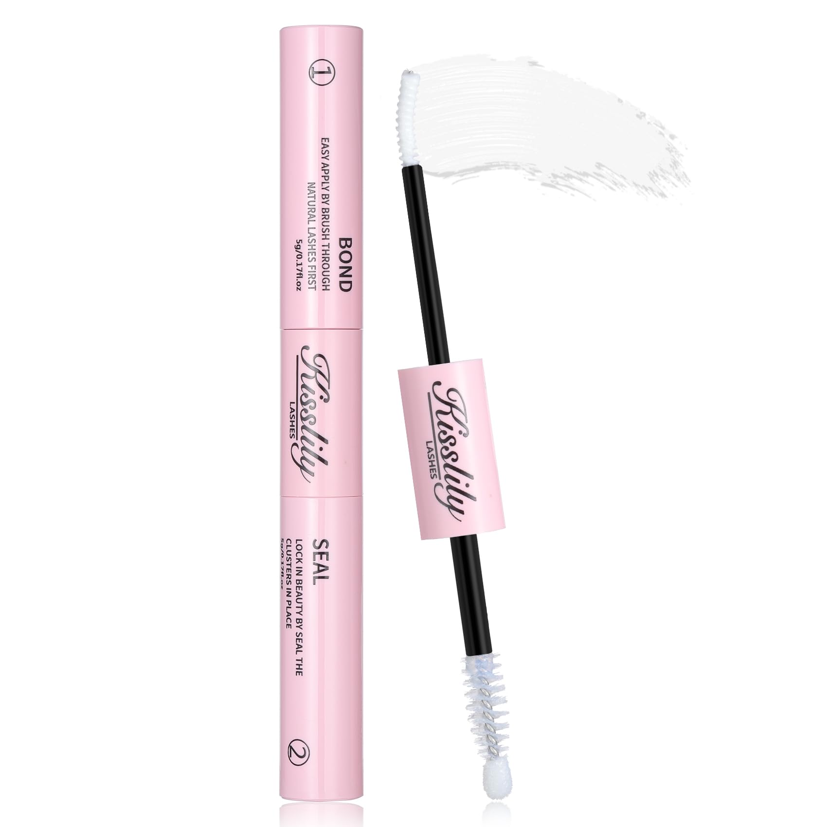 Kisslily Lash Cluster Glue bottle with spiral brush for precise application and long-lasting hold.