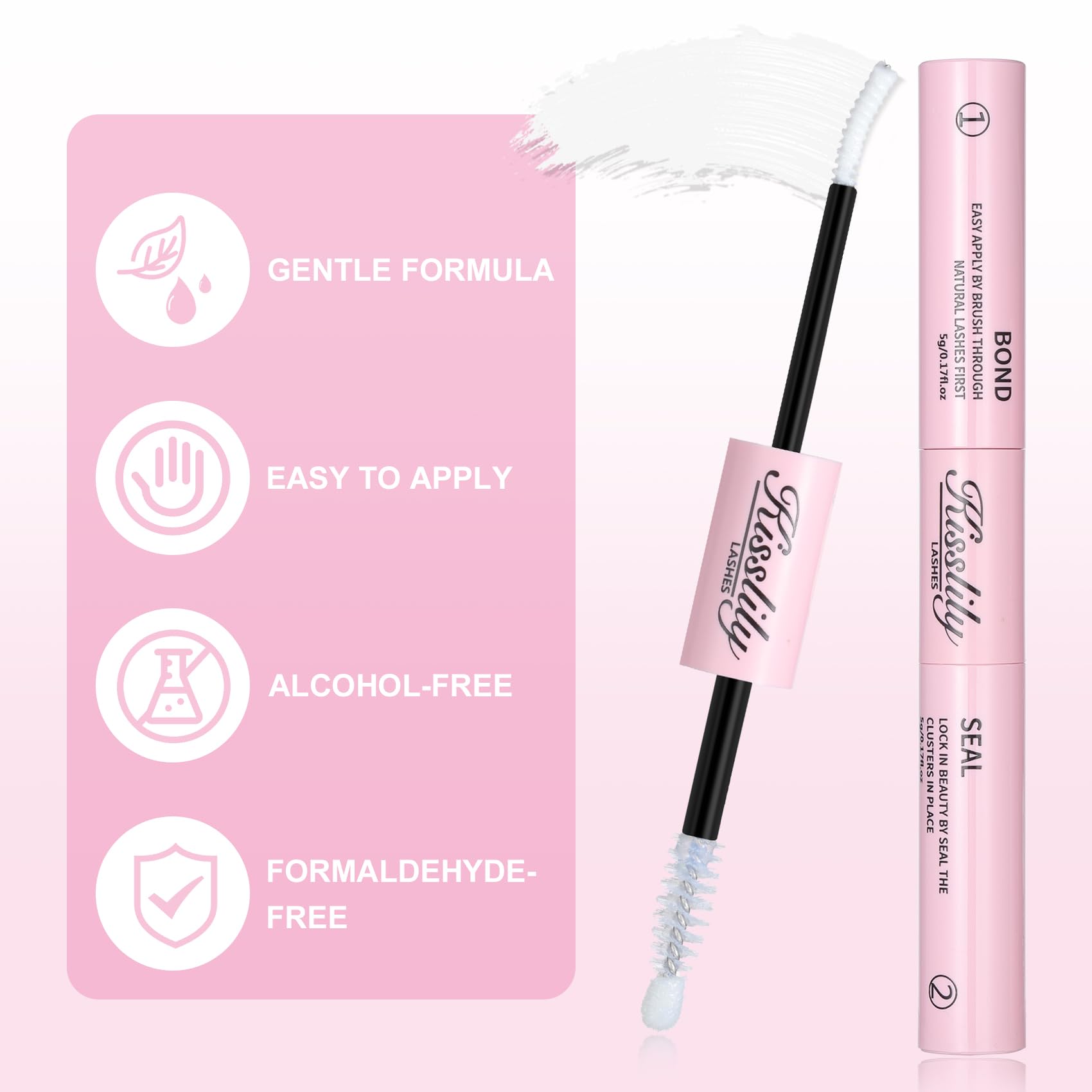 Kisslily Lash Cluster Glue removal visual showing makeup remover lifting the adhesive.