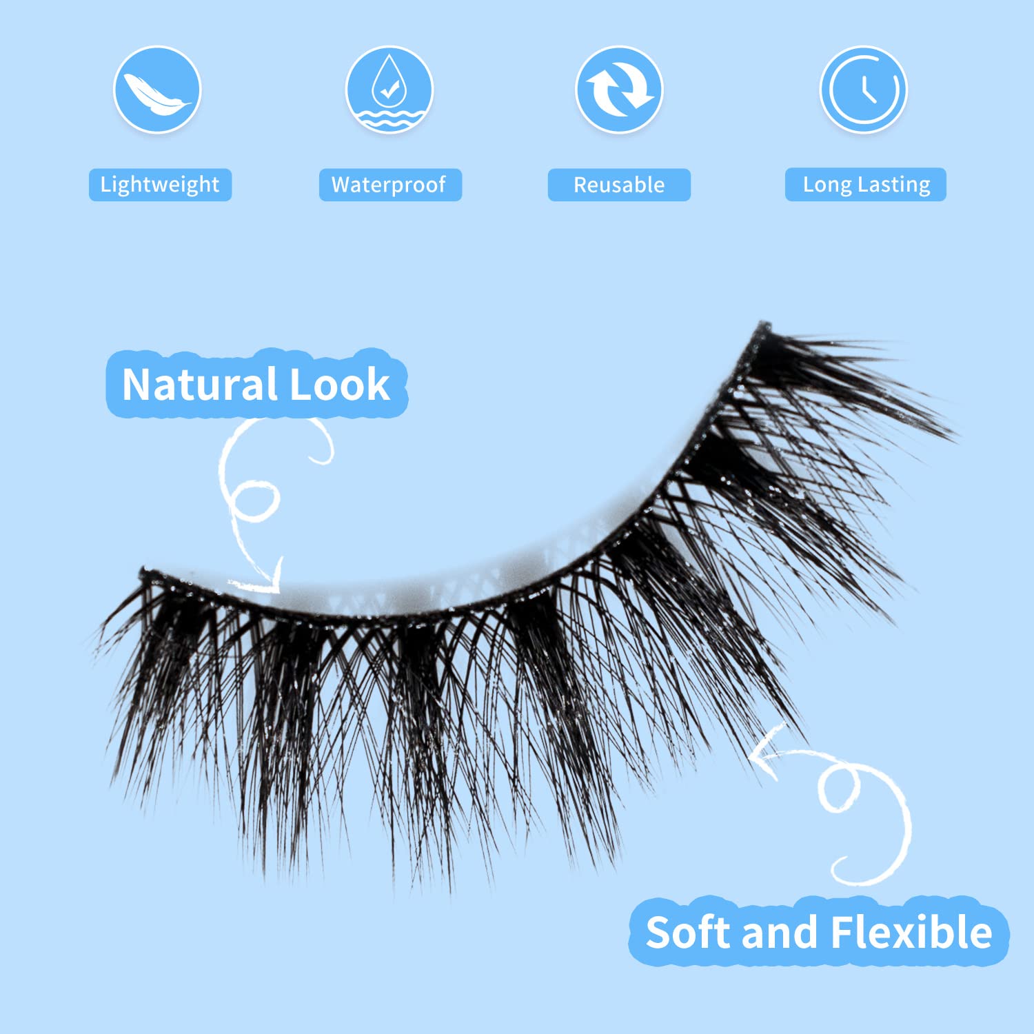 Ultra-lightweight lash band designed for all-day comfort.