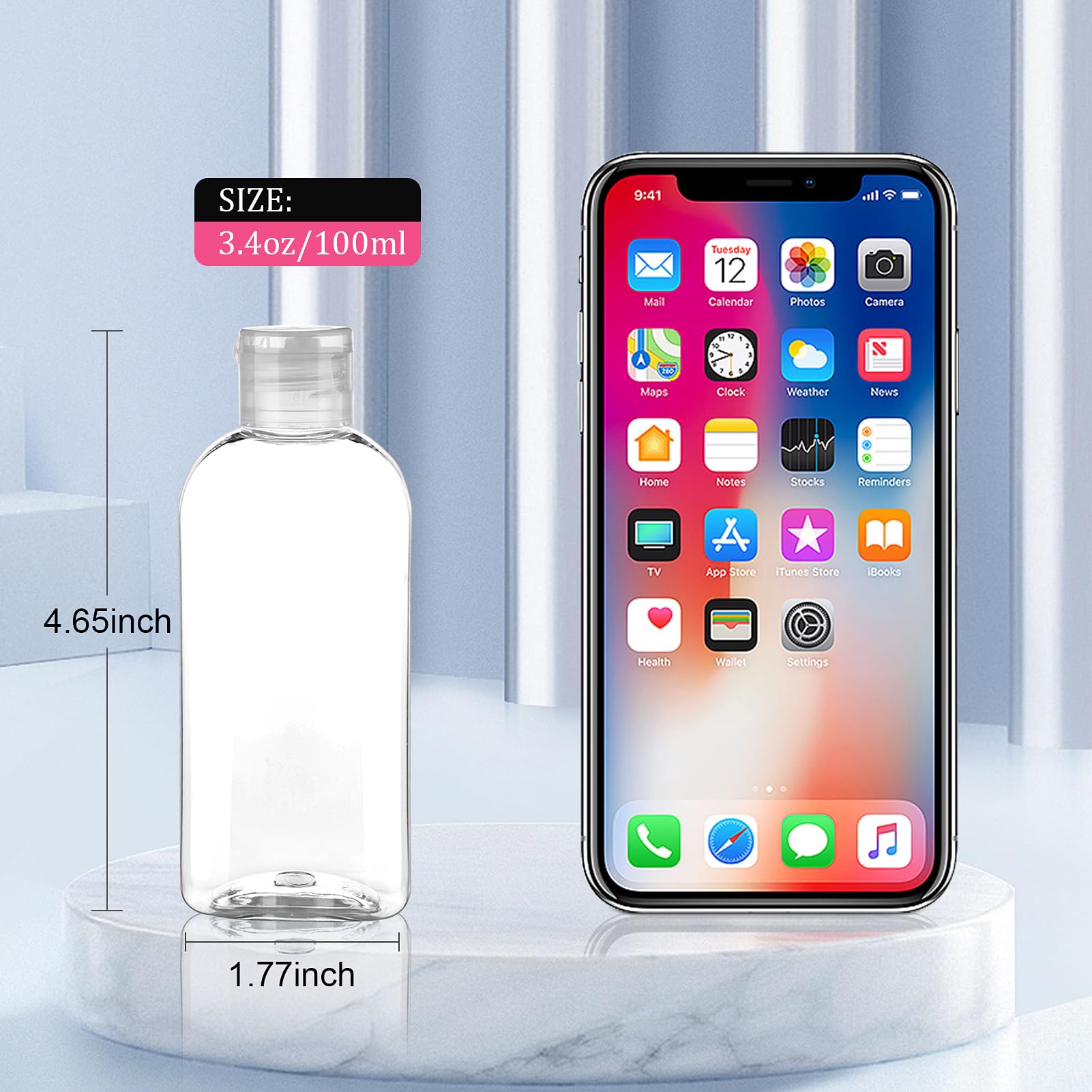 Kitchen GIMS durable PET plastic bottles resist impact during trips.