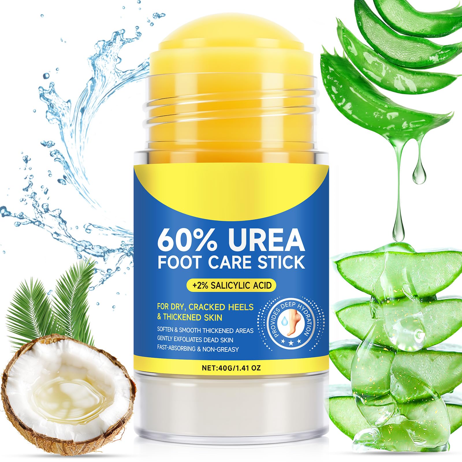 KITNOBLIS 60% Urea Foot Care Stick applying on dry heel for targeted relief.