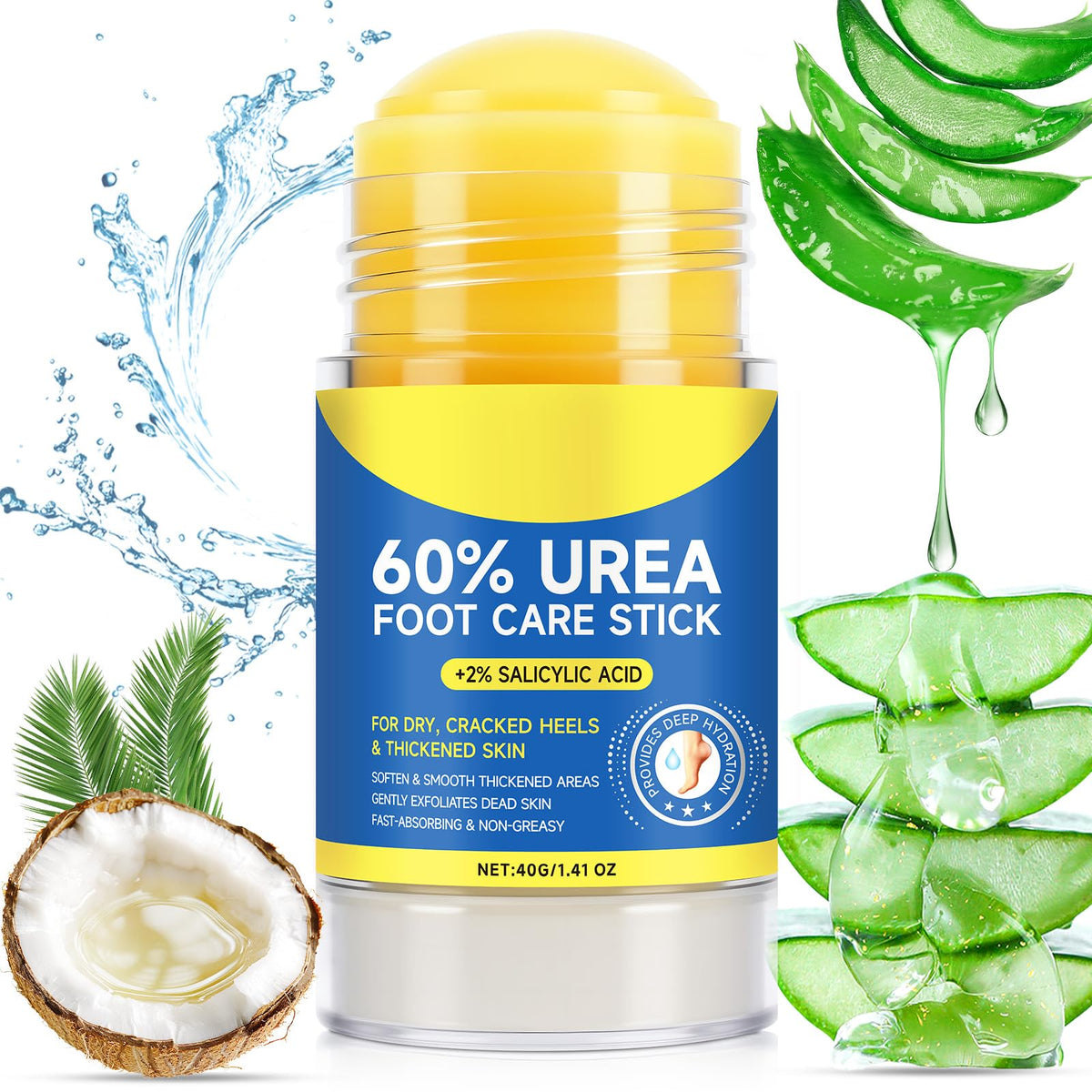 KITNOBLIS 60% Urea Foot Care Stick applying on dry heel for targeted relief.