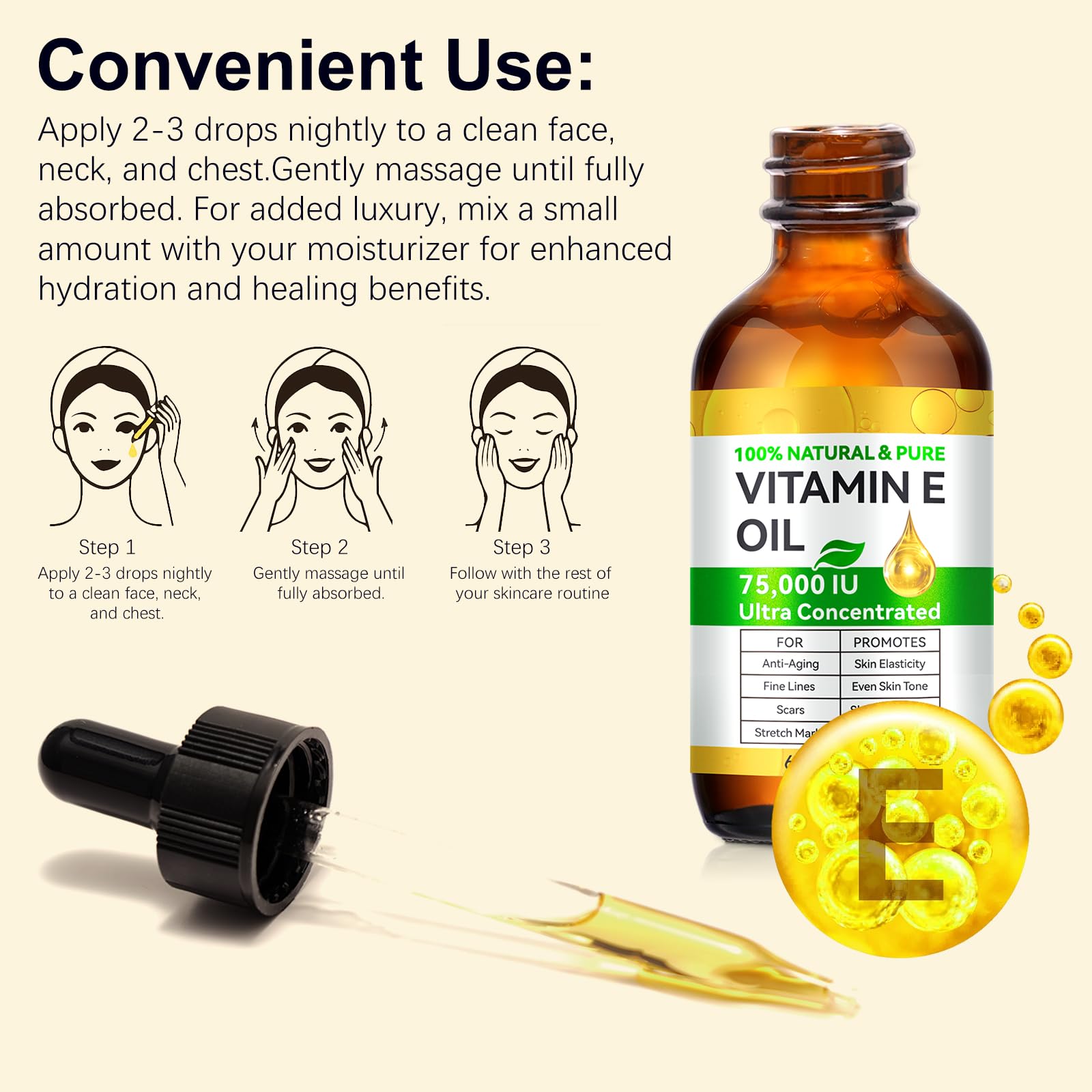 KITNOBLIS Vitamin E oil after sun exposure calming skin redness