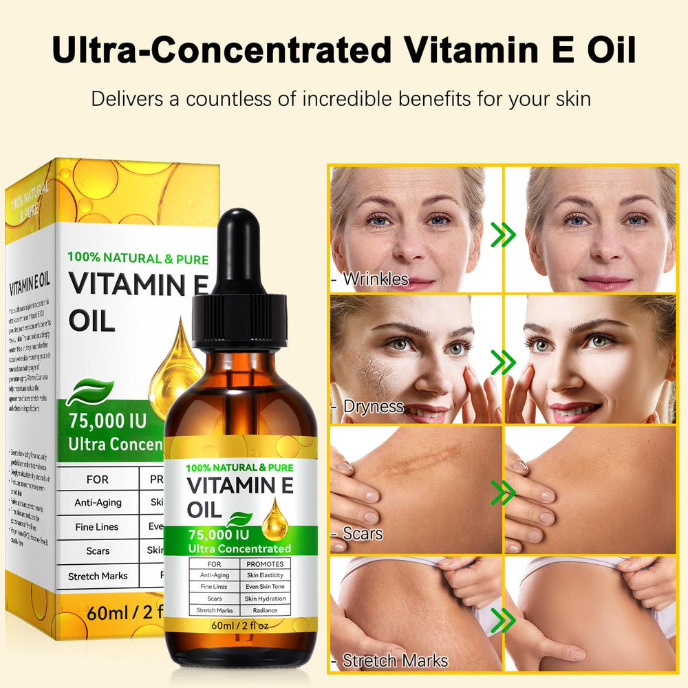 KITNOBLIS Vitamin E oil pour demonstrates quick-absorbing formula for daily use