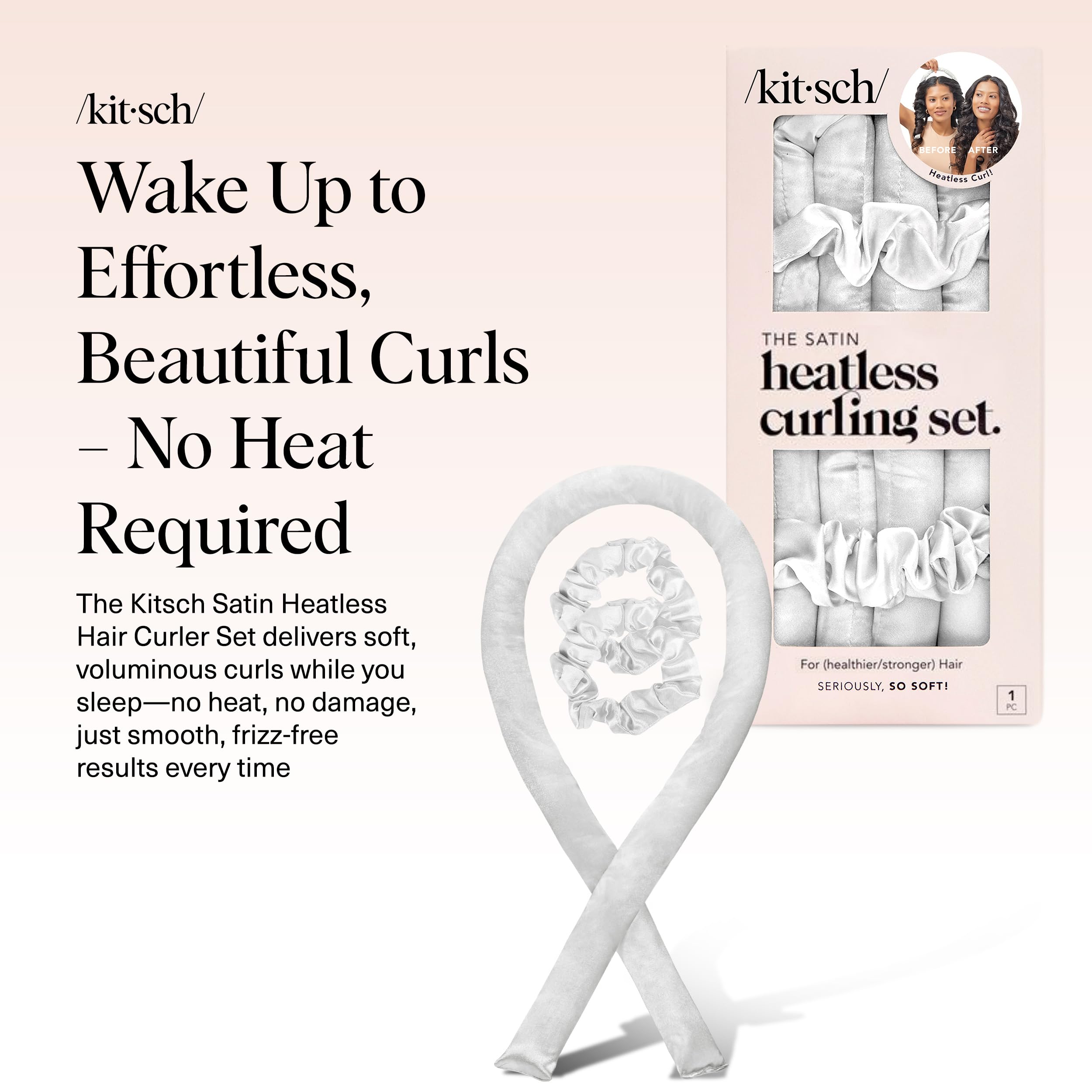Kitsch 34-inch heatless curler rod shown for smooth waves.