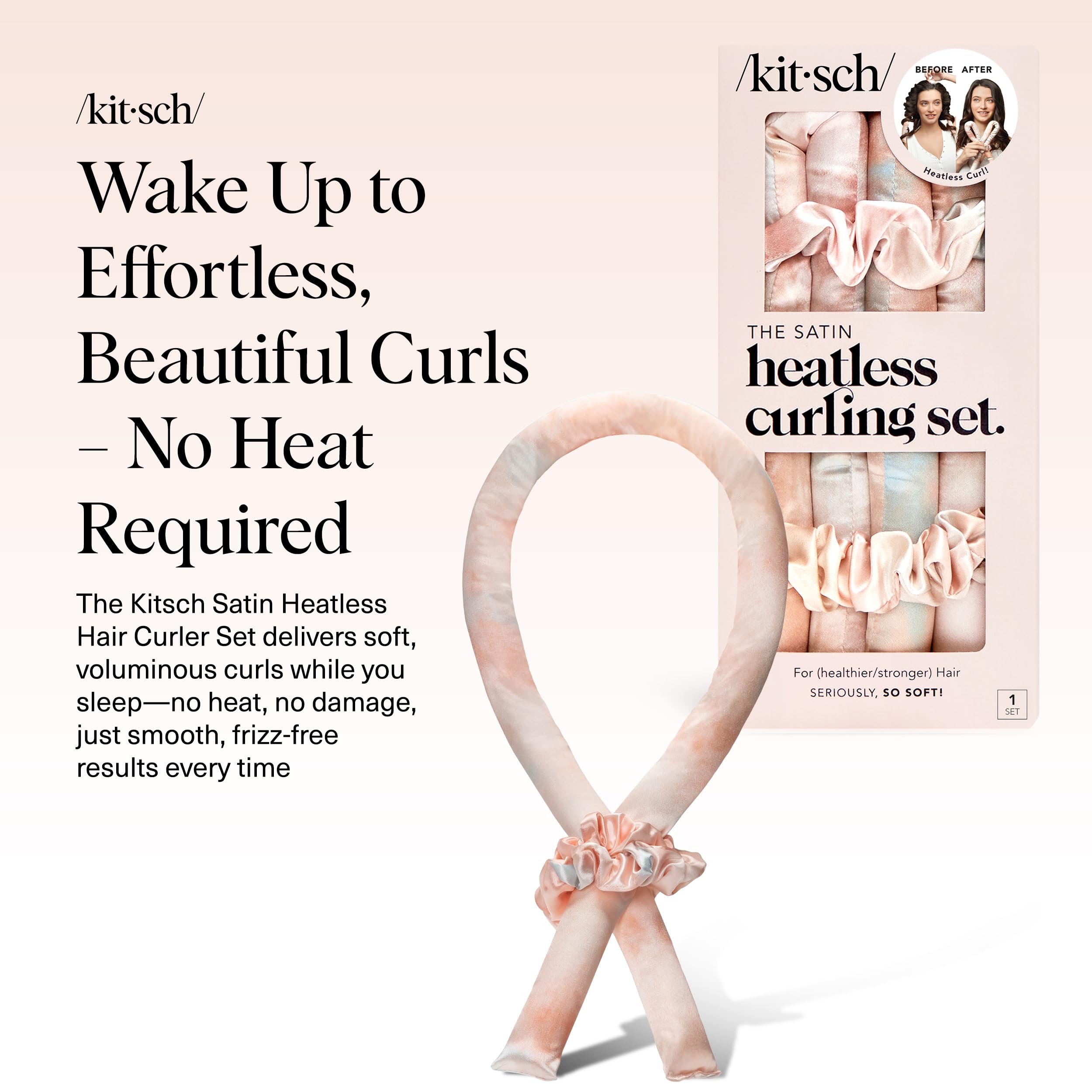 Kitsch 34-inch satin heatless rod enables comfortable overnight styling