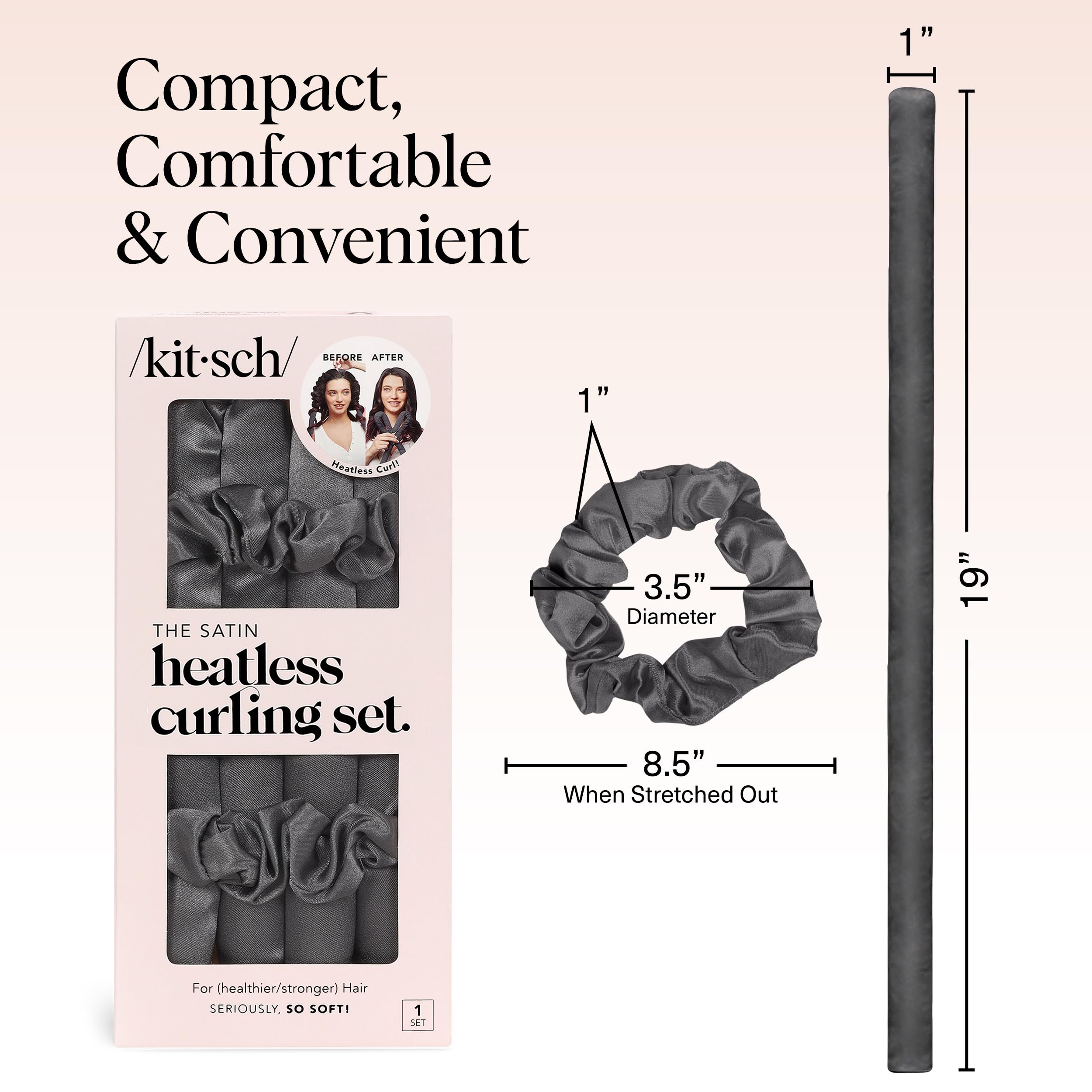 34-inch heatless curler rod extended for versatile curl styles.