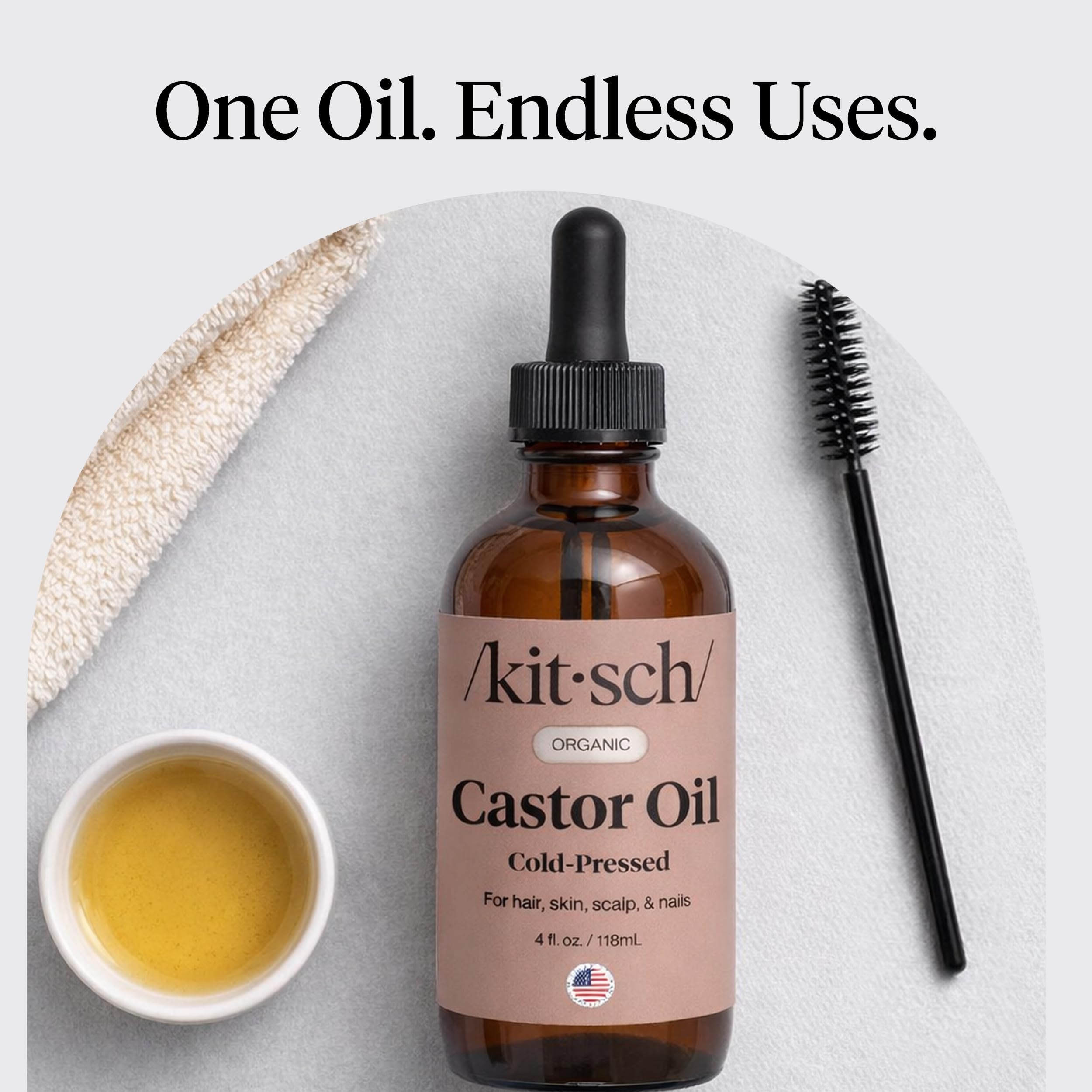 Kitsch Aceite de Ricino Orgánico: ideal como mascarilla nocturna para acondicionar.