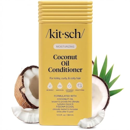 Kitsch acondicionador líquido con aceite de coco en botella para hidratación diaria.