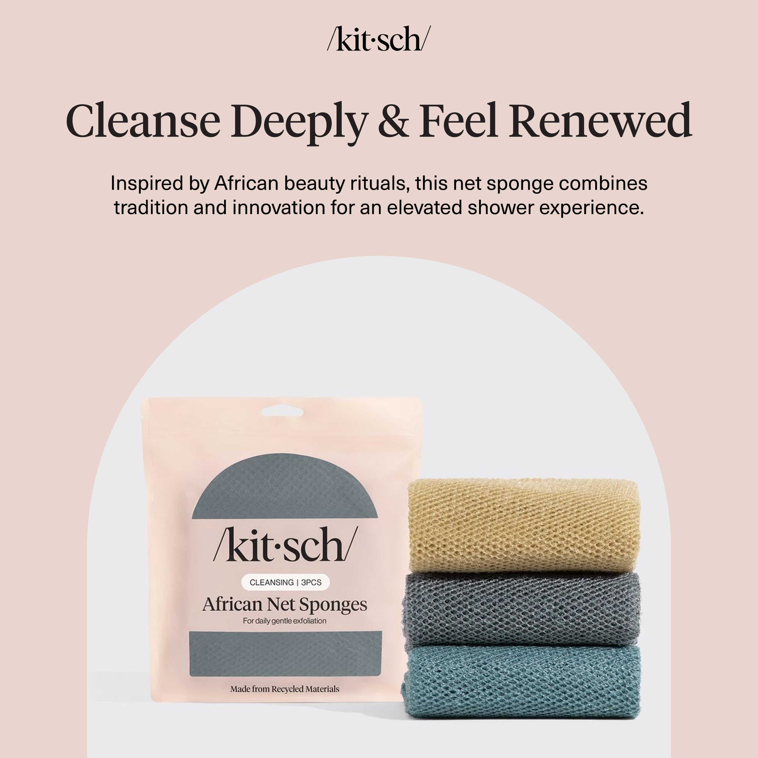 Kitsch Esponja Red Africana color Aqua Grey para baño elegante