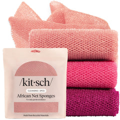 Kitsch Esponja de Red Africana para exfoliación suave diaria en Berry Pink.