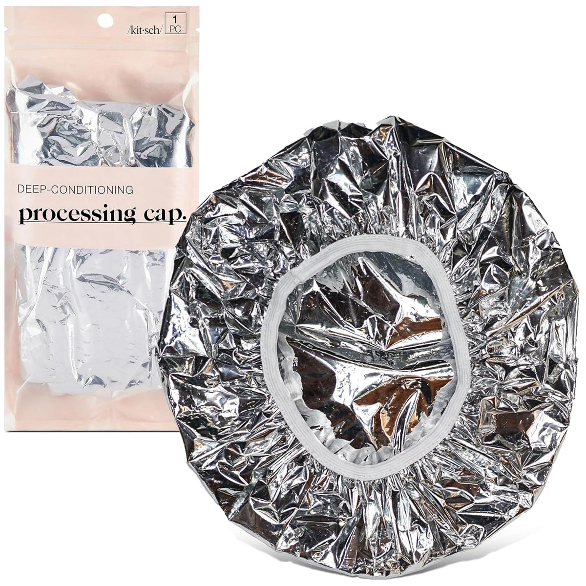 Kitsch aluminum foil heat cap closeup shows durable, reusable heat retention