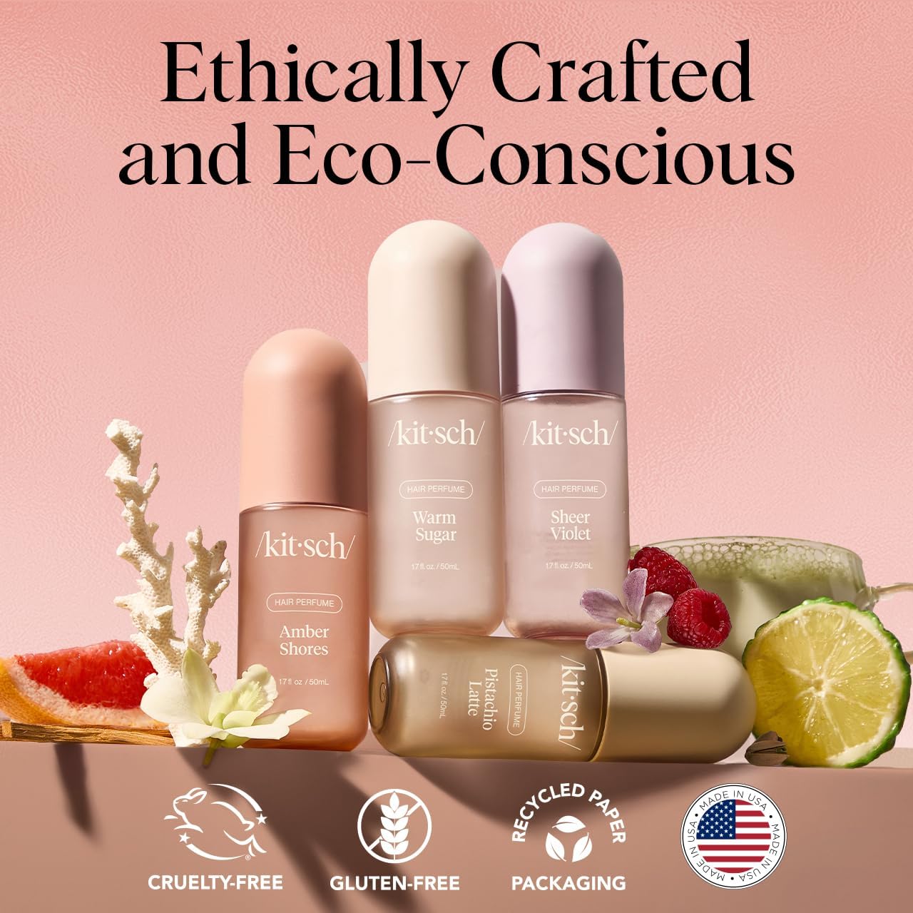 Kitsch Amber Shores ingredients highlight vegan and cruelty-free formula